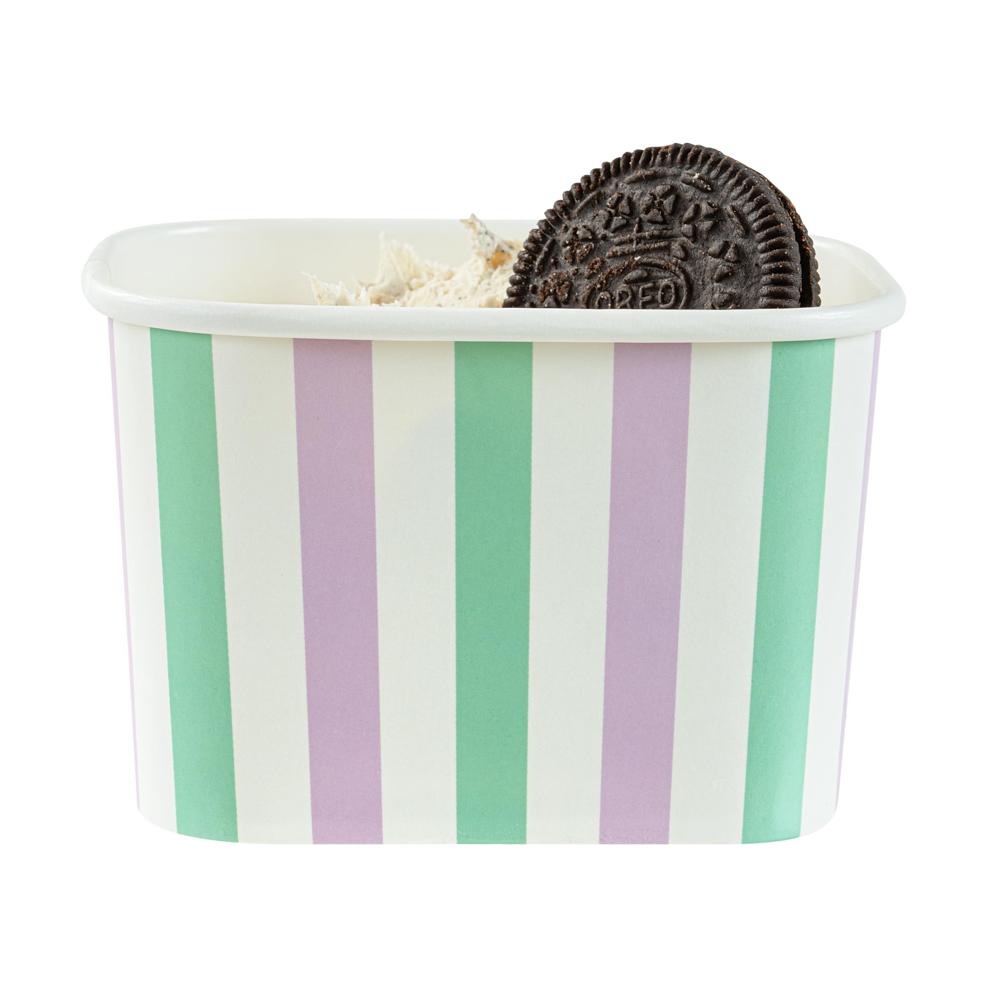 Coppetta 12 Ounce Dessert Cups, 50 Greaseproof Ice Cream Cups - Lids Sold Separately, For Hot And Cold Foods, Purple And Blue Stripe Paper Yogurt Bowls, Disposable, Sturdy - Restaurantware