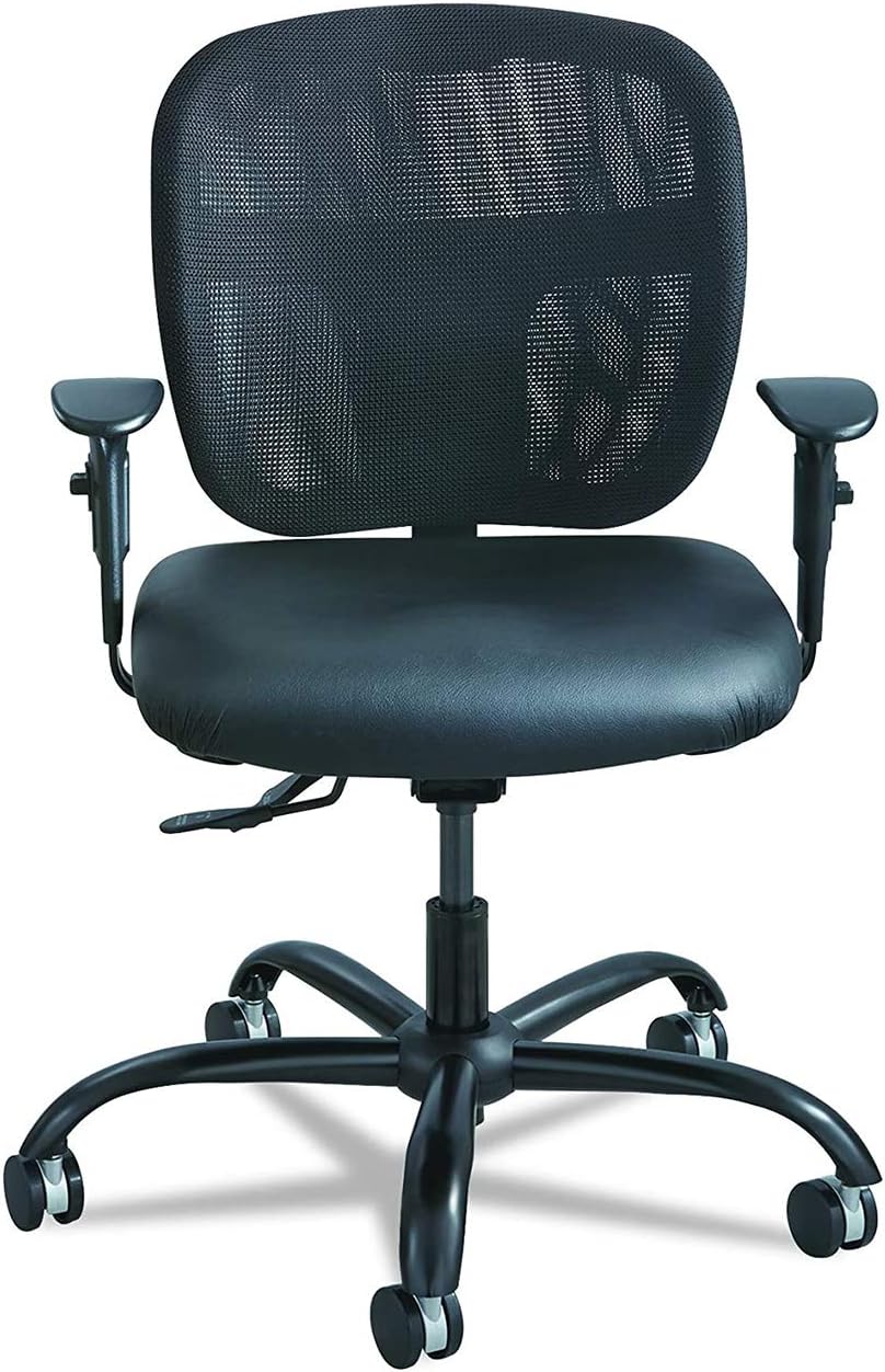 Safco Vue Intensive-Use Big and Tall Office Chair, Ergonomic and Height-Adjustable Swivel Seat with Breathable Mesh Back, Heavy-Duty Powder-Coated Base