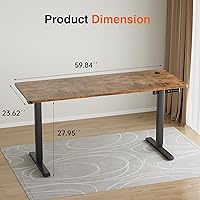 Vista 3 de Furmax Escritorio eléctrico de pie, 59 x 24 pulgadas, escritorio ajustable de altura con ruedas, escritorio de computadora de oficina en casa