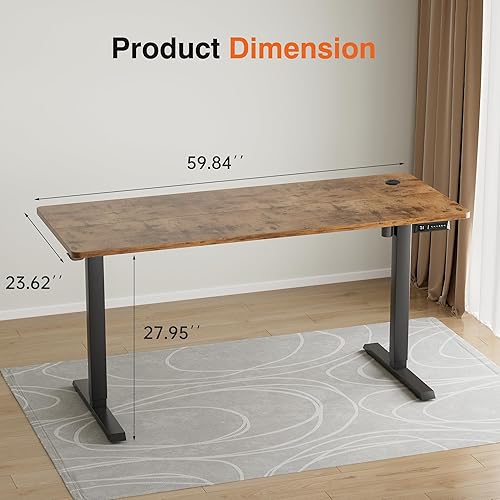 Vista 24 de Furmax Escritorio eléctrico de pie, escritorio ajustable de altura de 55 x 24 pulgadas con ruedas extraíbles, escritorio para computadora de oficina