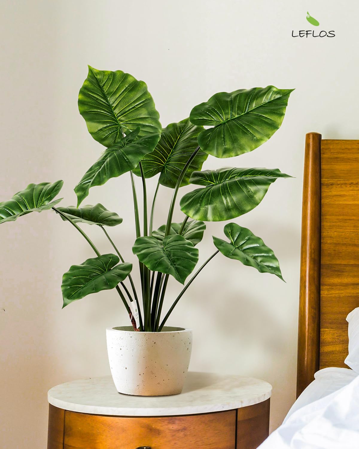 90cm Planta Artificial Monstera Deliciosa para Interior, Alocasia Planta en Maceta Artificial, Pequeño árbol Tropical Artificial en Maceta Blanca