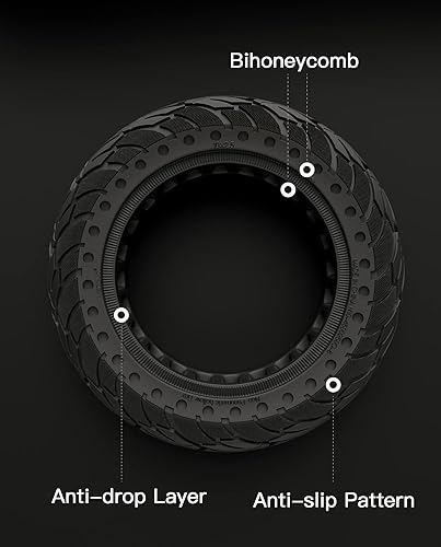 Miniatura 3 de stio Neumático de goma sólida de 10 x 2.5 pulgadas para Segway Ninebot MAX G30 G30P G30LPHiboy S2 Max, doble absorción de impactos en forma de panal