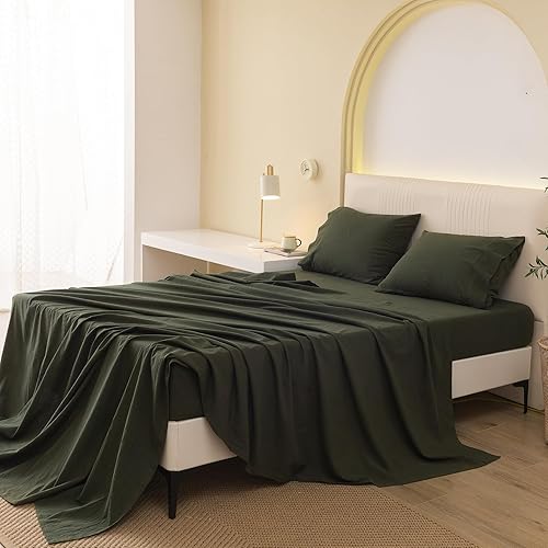 Miniatura 5 de JIYUAN Juego de sábanas 100% algodón lavado, cómodo, estilo simple, suave, transpirable, texturizado, duradero, sensación de lino para todas las