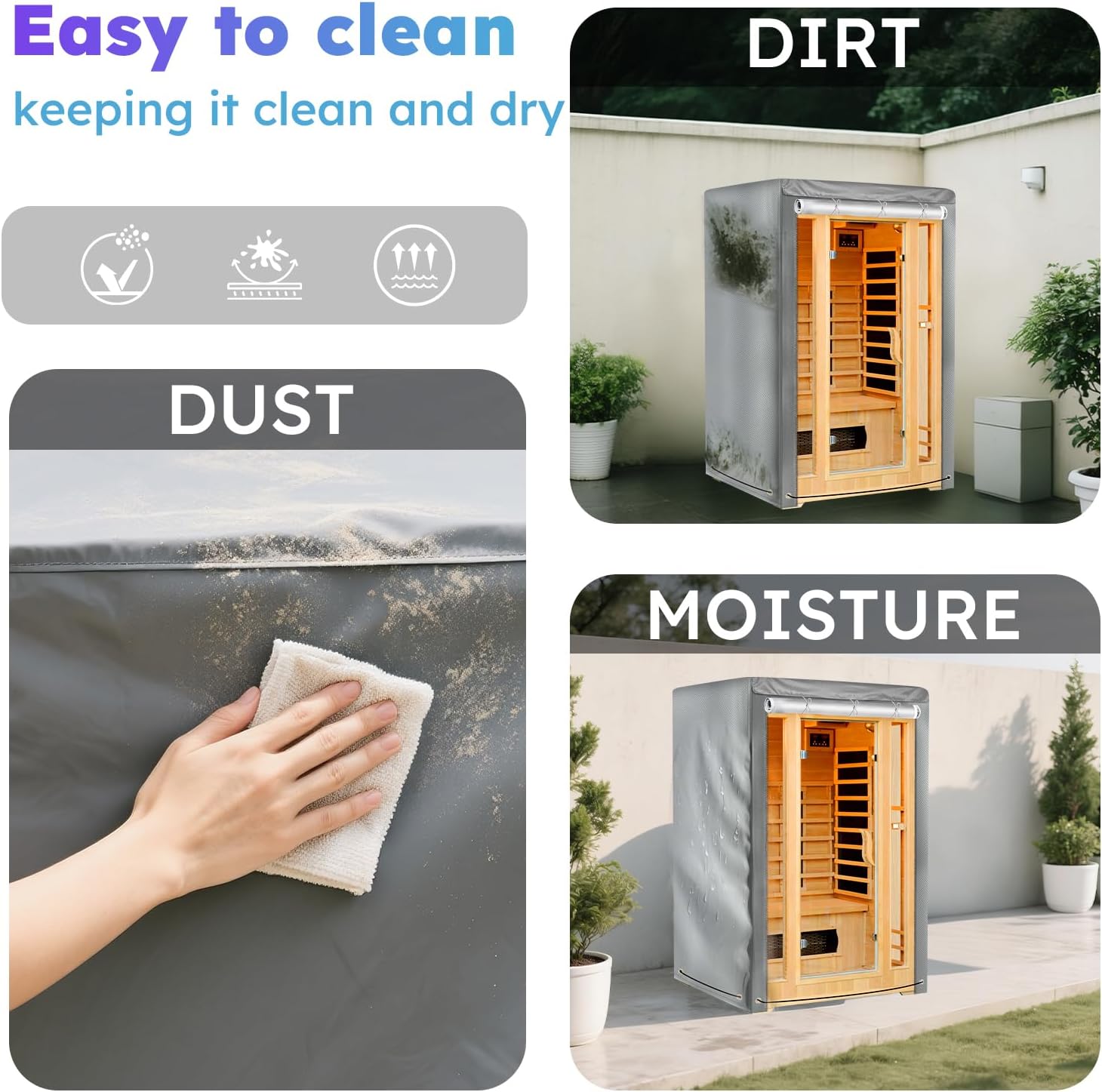 MRWiZMS Sauna Cover, Waterproof and Tear-Resistant Outdoor/Indoor Sauna Cover, Light-Colored Sauna Cover Can Effectively Reduce Heat Absorption (40" Wx38 Dx73 H)