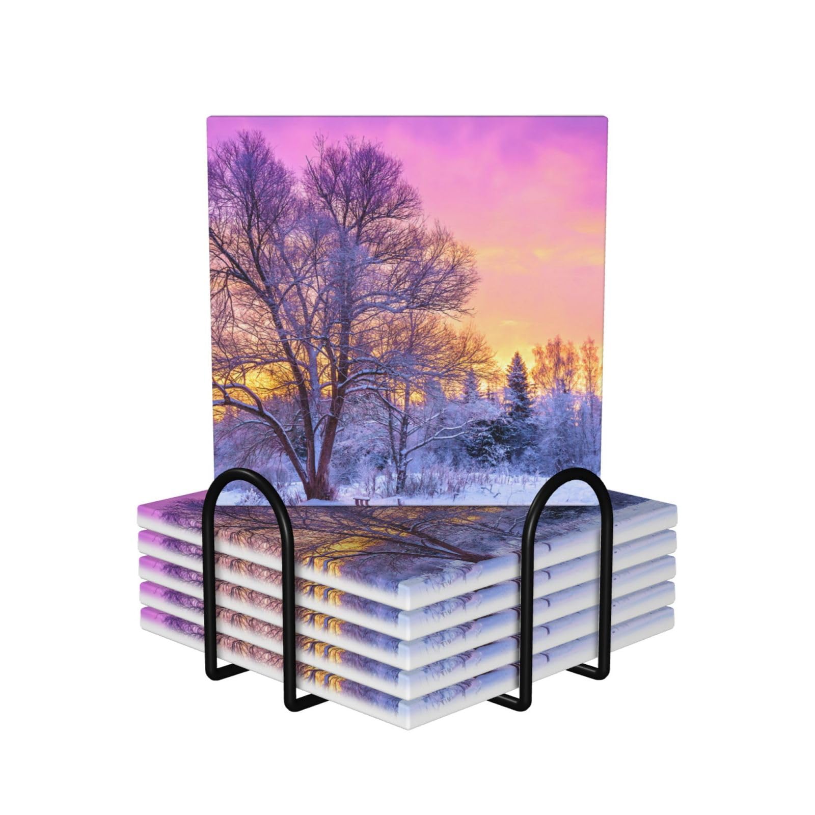 Dessous de verre en liège et céramique pour décoration d'intérieur hivernale