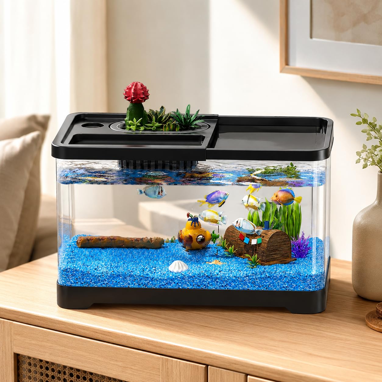 Starter kit per acquario in vetro da 10 galloni con luce LED e filtro