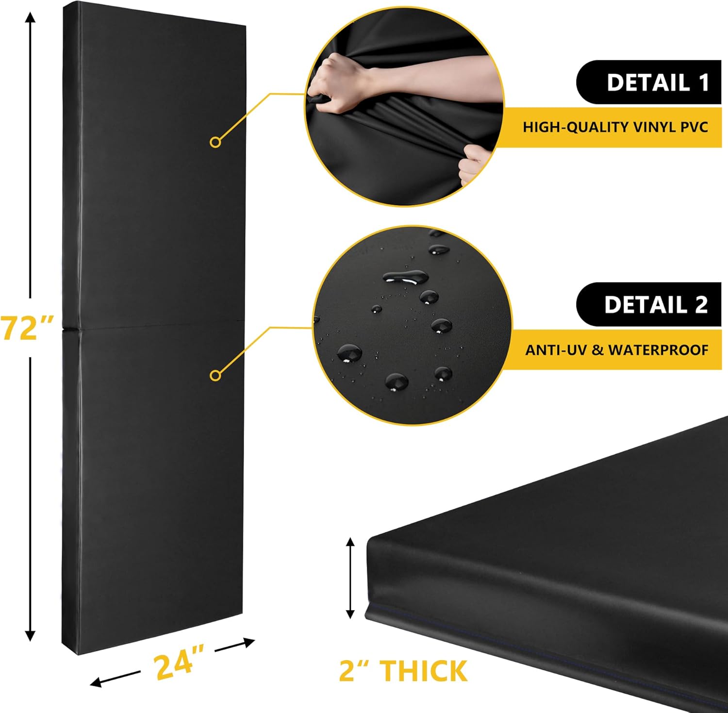 Gym Wall Padding, Basketball Court Wall Protector, Removable 2" Thick High-Density Protective Pads for Wall-Mounted Basketball Hoop, Garage, Basement, High Elasticity & Tear-Resistant