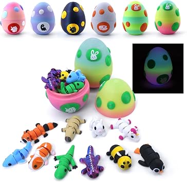 3D Printed Mini Animals with Storage Egg Articulated Desk Pets Fidget Sensory Toys for Kids Party Favors, Goodie Bag Stuffers, Classroom Rewards, Birthday Gifts, Graduation Gifts