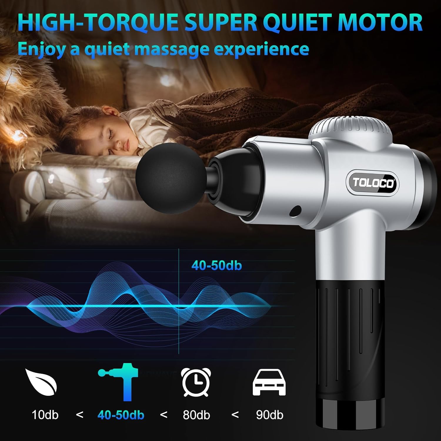 TOLOCO Massage Gun, Deep Tissue Back Massager for Athletes with 10 Massage Heads, Electric Muscle Percussion Massager for Any Pain Relief, FSA and HSA Eligible, Gifts for... 12 TOLOCO Massage Gun, Deep Tissue Back Massager for Athletes with 10 Massage Heads, Electric Muscle Percussion Massager for Any Pain Relief, FSA and HSA Eligible, Gifts for... - Image 10