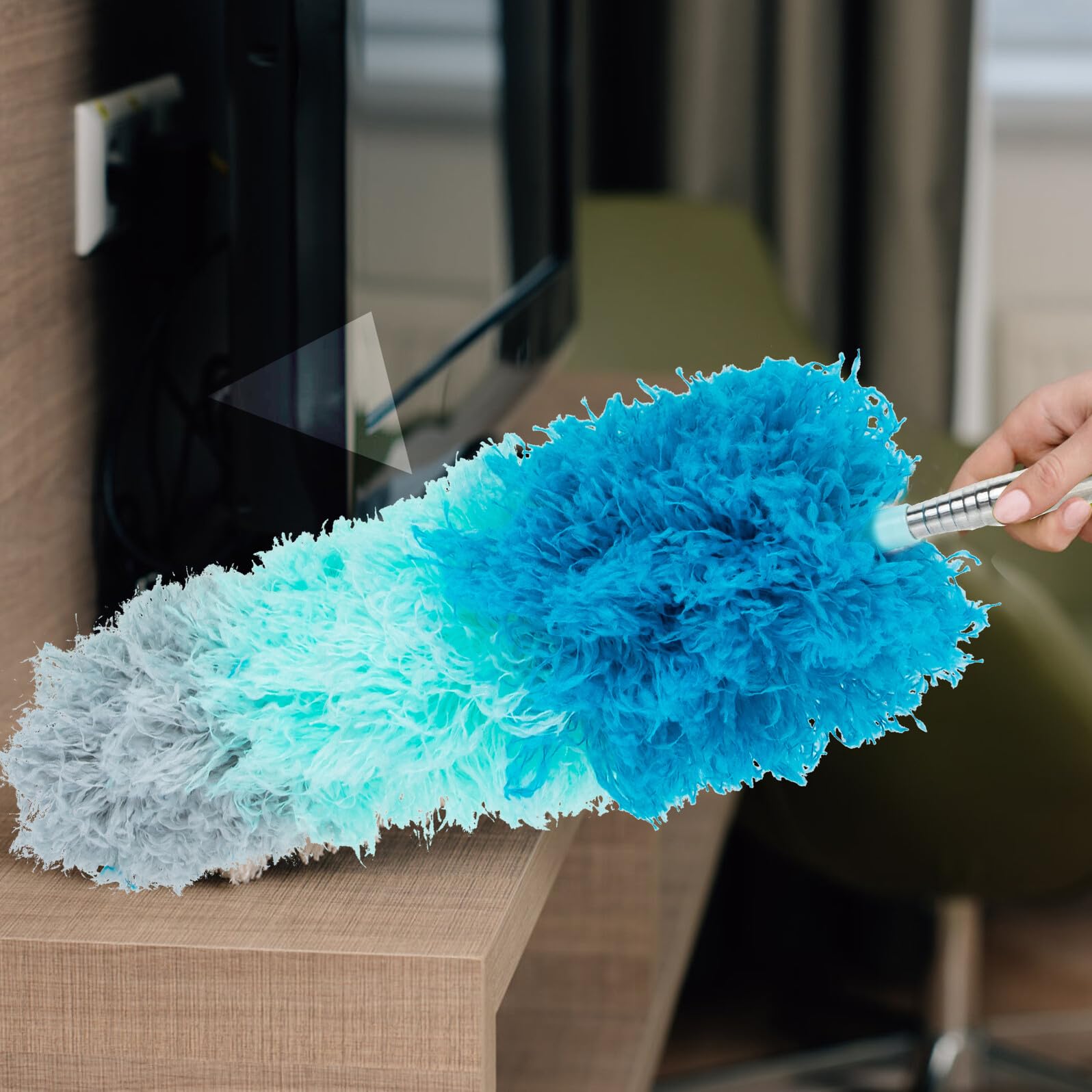 ORFOFE Teleskop Staubwedel Satz 2,5m aus Chenille mit Flexiblem Griff Elektrostatische Staubentfernung für Decke Möbel Auto Langlebige Haushaltsreinigungsbürste
