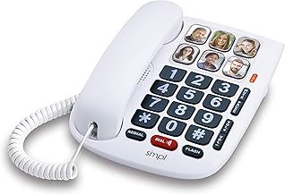 SMPL Hands-Free Dial Photo Memory Corded Phone # 56010, One-Touch 6 Photo Buttons, Amplification of Incoming Calls, Big Button Keypad, High-End Durable ABS Plastic and Button Construction