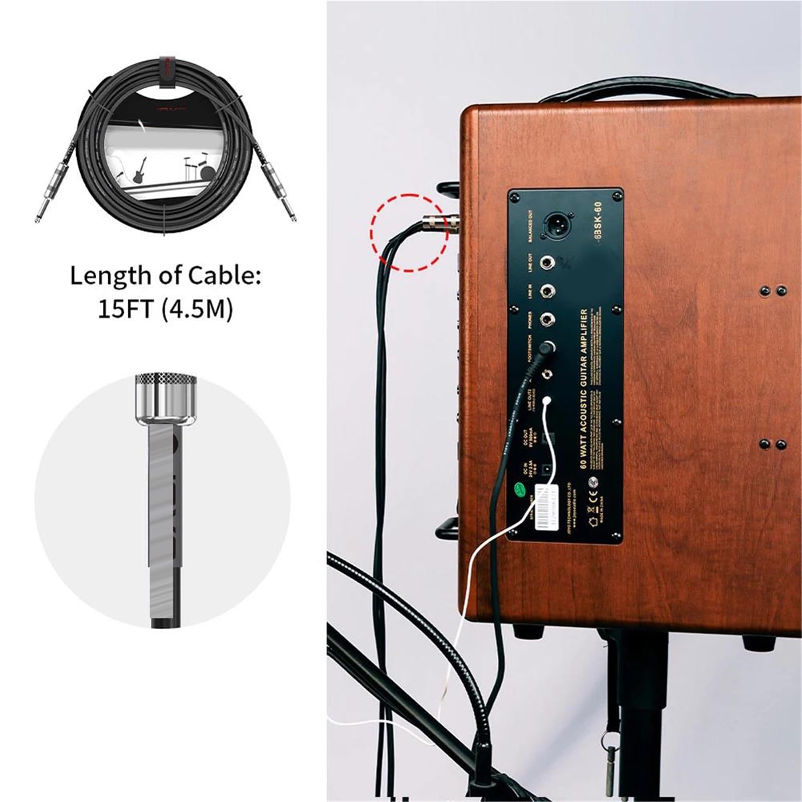 Kable Audio Gitary Kabel 1/4 Cala Do Akcesoriów Gitar Elektrycznych I Instrumentów Muzycznych