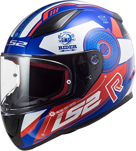 LS2 Cascos Rapid Mini Stratus Casco (azul brillanterojoblanco - juvenil mediano)