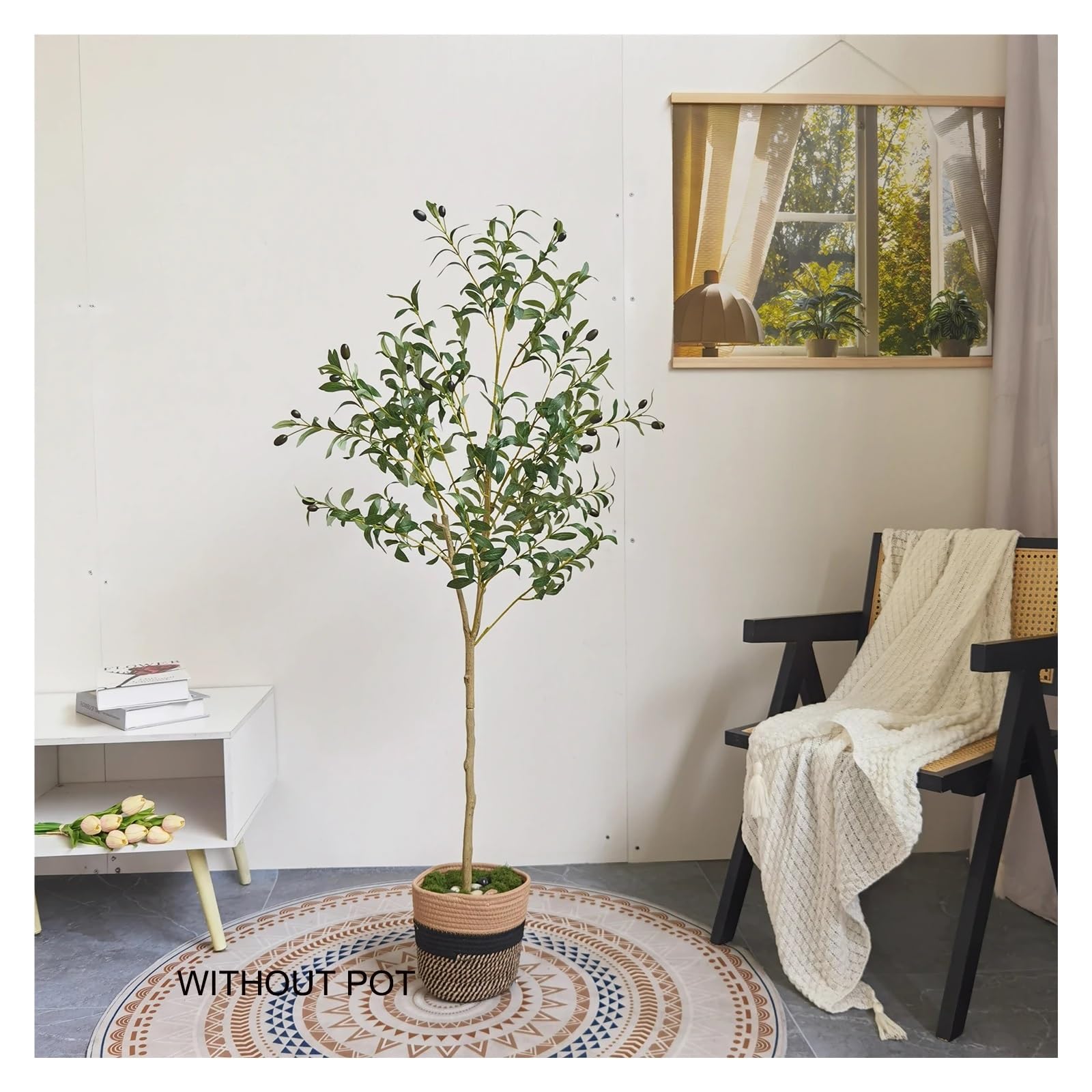 Künstliche Tannenzweige 120–180 cm künstlicher Olivenbaumzweig ohne Topf, Moderne minimalistische Kunstpflanze for Hausgarten, Wohnzimmer, Balkon, Geschäfte, Dekoration(180cm)