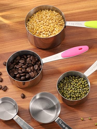 Miniatura 6 de Joyhill Stainless Steel Measuring Cups and Spoons Set of 10 Piece, Nesting Metal Measuring Cups Set with Soft Touch Silicone Handles for Dry and a)