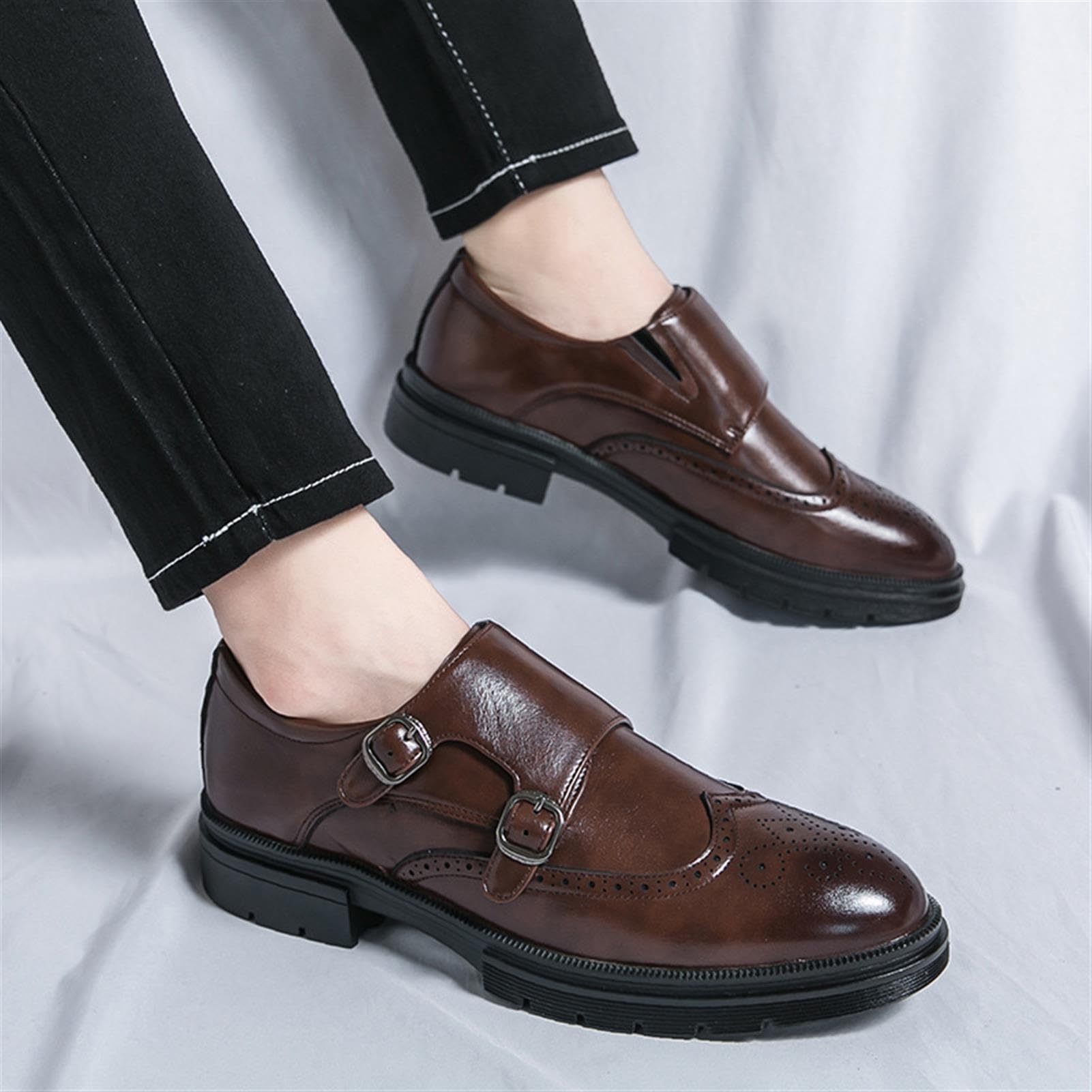 Scarpe da Uomo con Fibbia Brogue Eleganti Affari Casual Lavoro | Calzature Maschili Sintetico Suola Gomma Vintage Oxford Cerimonia Festa Camminata Quotidiana