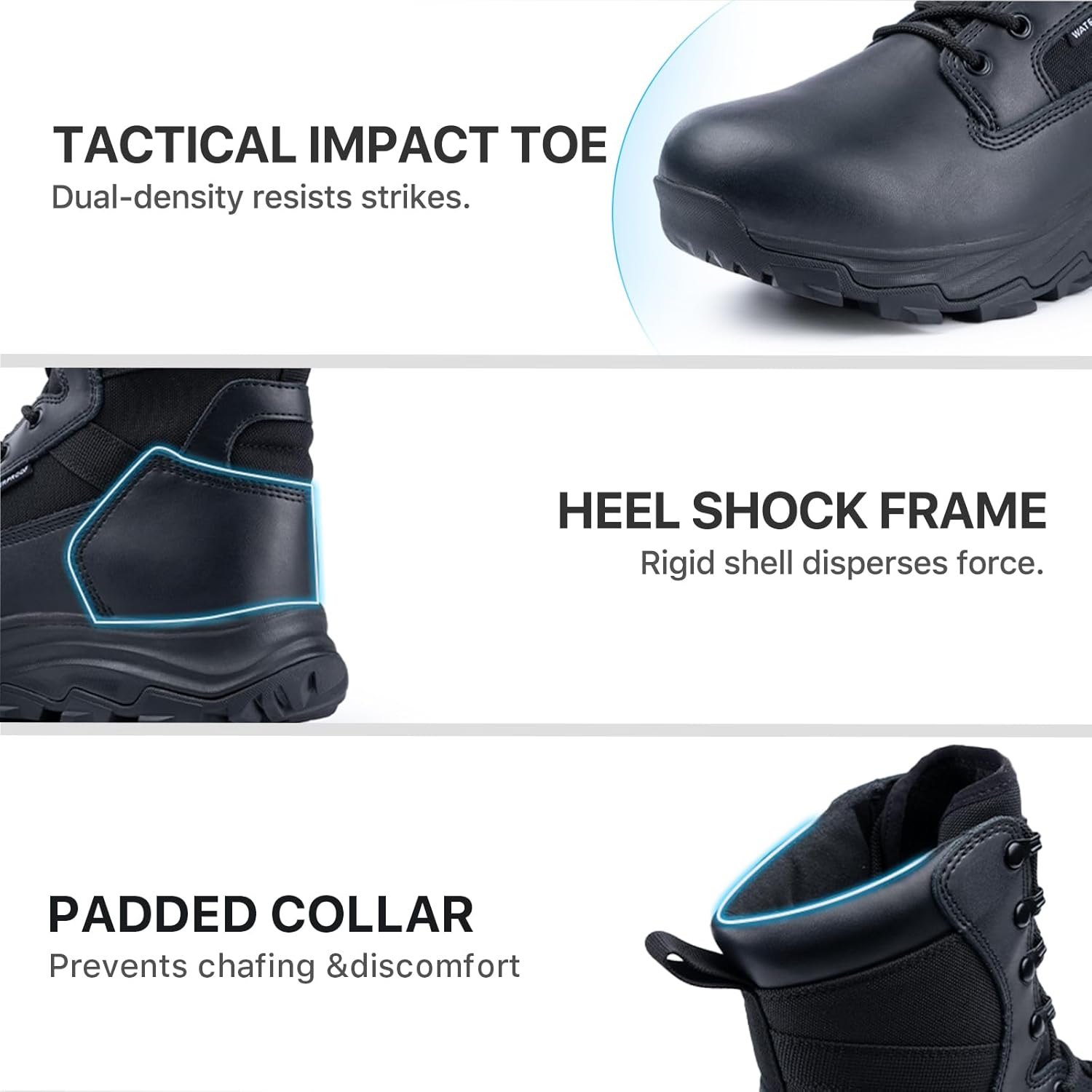 FREE SOLDIER Men's Tactical Boots 8 Inches Military Lightweight Durable Hiking Motorcycle Combat Waterproof Boots - Image 7