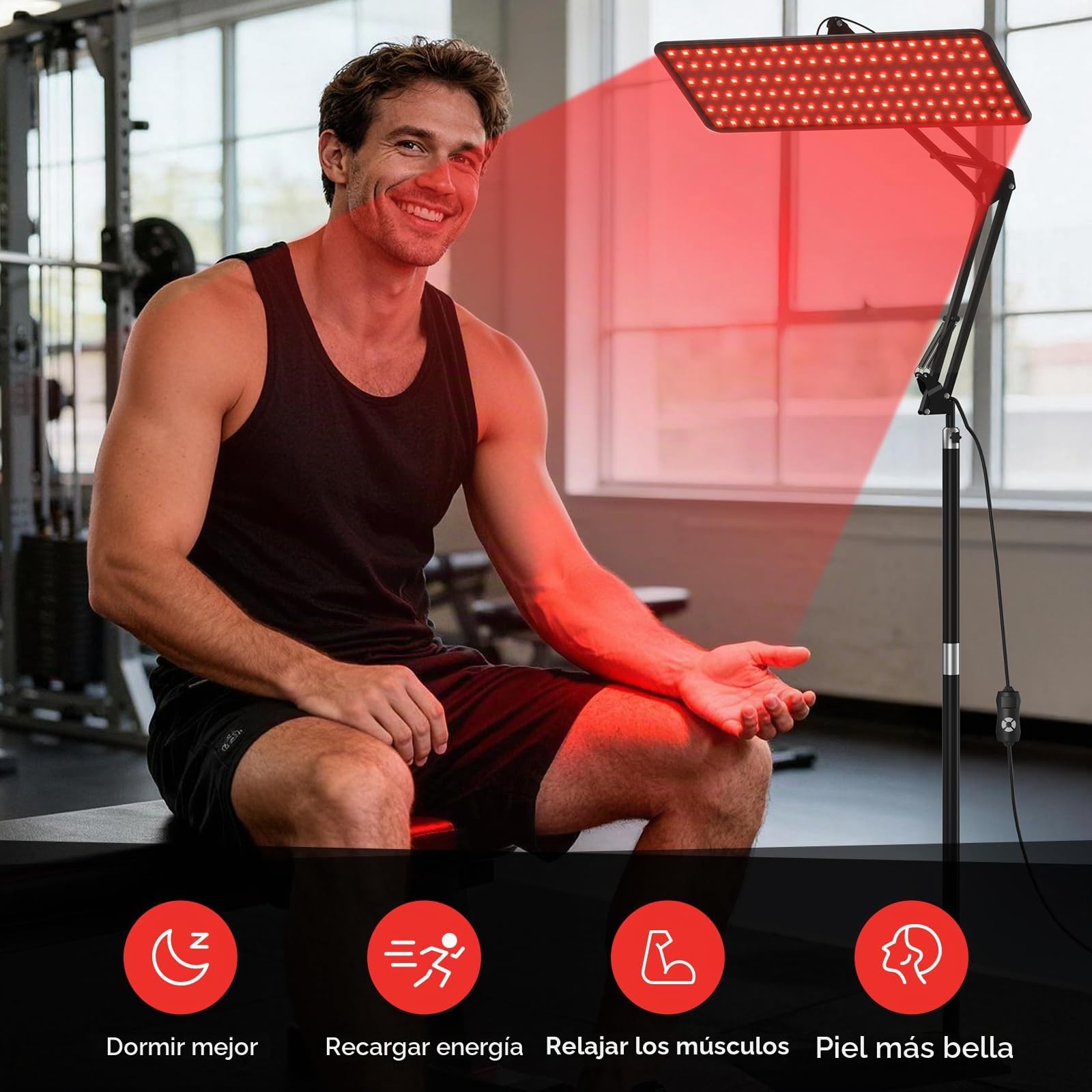Morfone Lámpara de Luz Roja Cuerpo y el Rostro con 660/850/940 nm - Negro M