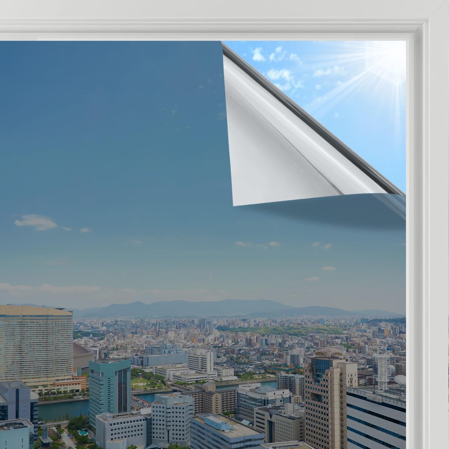 Lámina protectora para espejo para ventana, protección contra el calor, 40 x 200 cm, protección UV, protección contra el calor, autoadhesiva, para ventana interior, lámina para ventanas, opaca por un