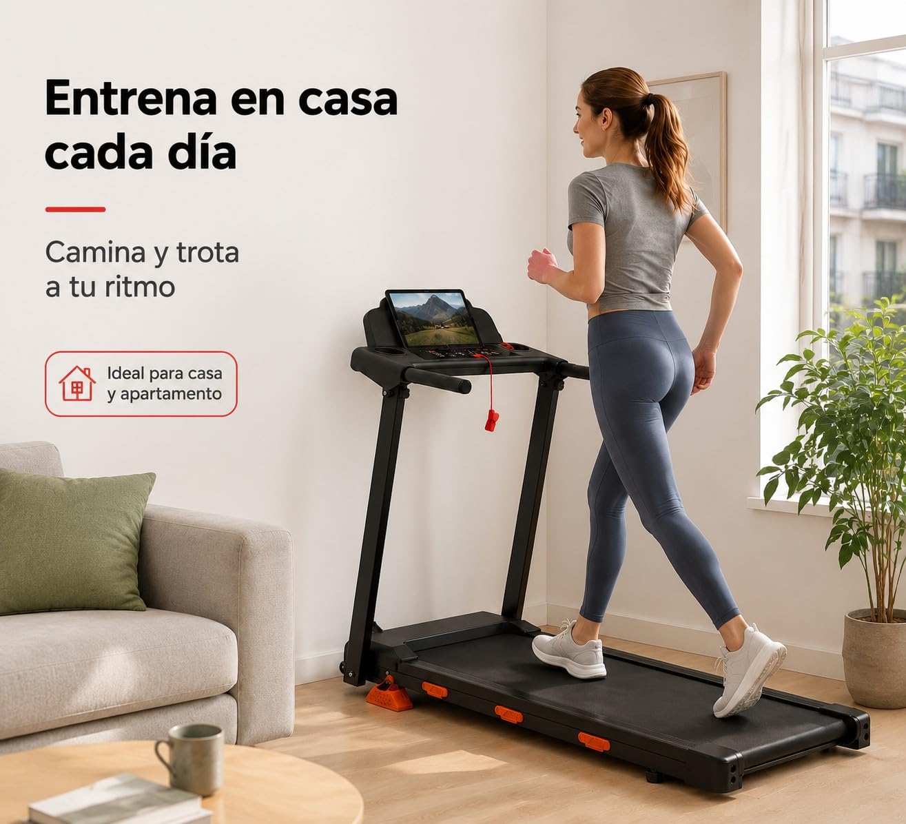 Cinta de Correr y Andar Plegable para Casa, 1-12 km/h, Motor sin Escobillas de 3.0 HP, Inclinación 3 Niveles hasta 15%, Pantalla LED, Soporte 150 kg
