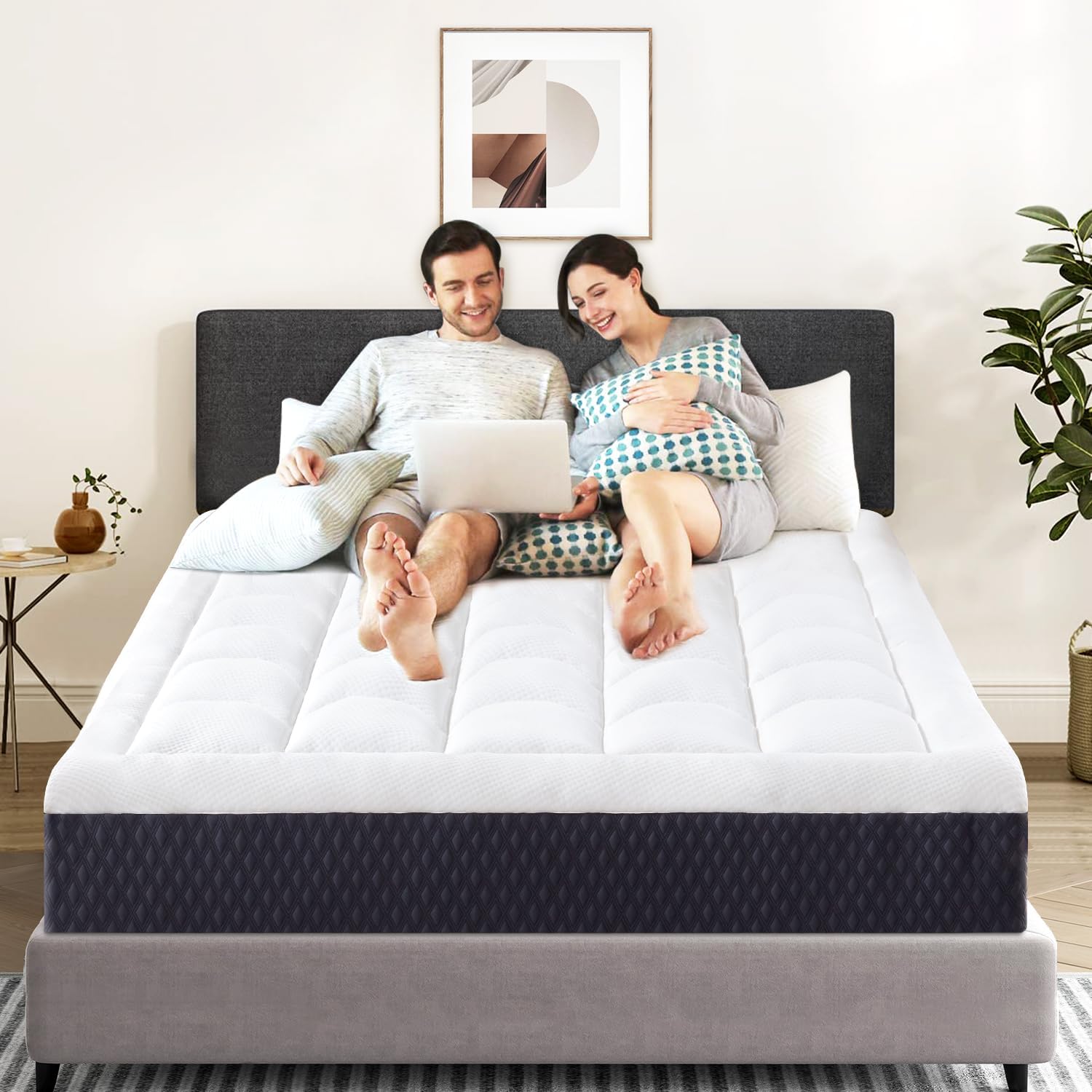 ONENICE 12 Inch King Mattress in a Box, Breathable Gel-Memory Foam Plus Pillowtop Mattress for Pressure Relief, CertiPUR-US Certified Bed in a Box, Fiberglass-Free