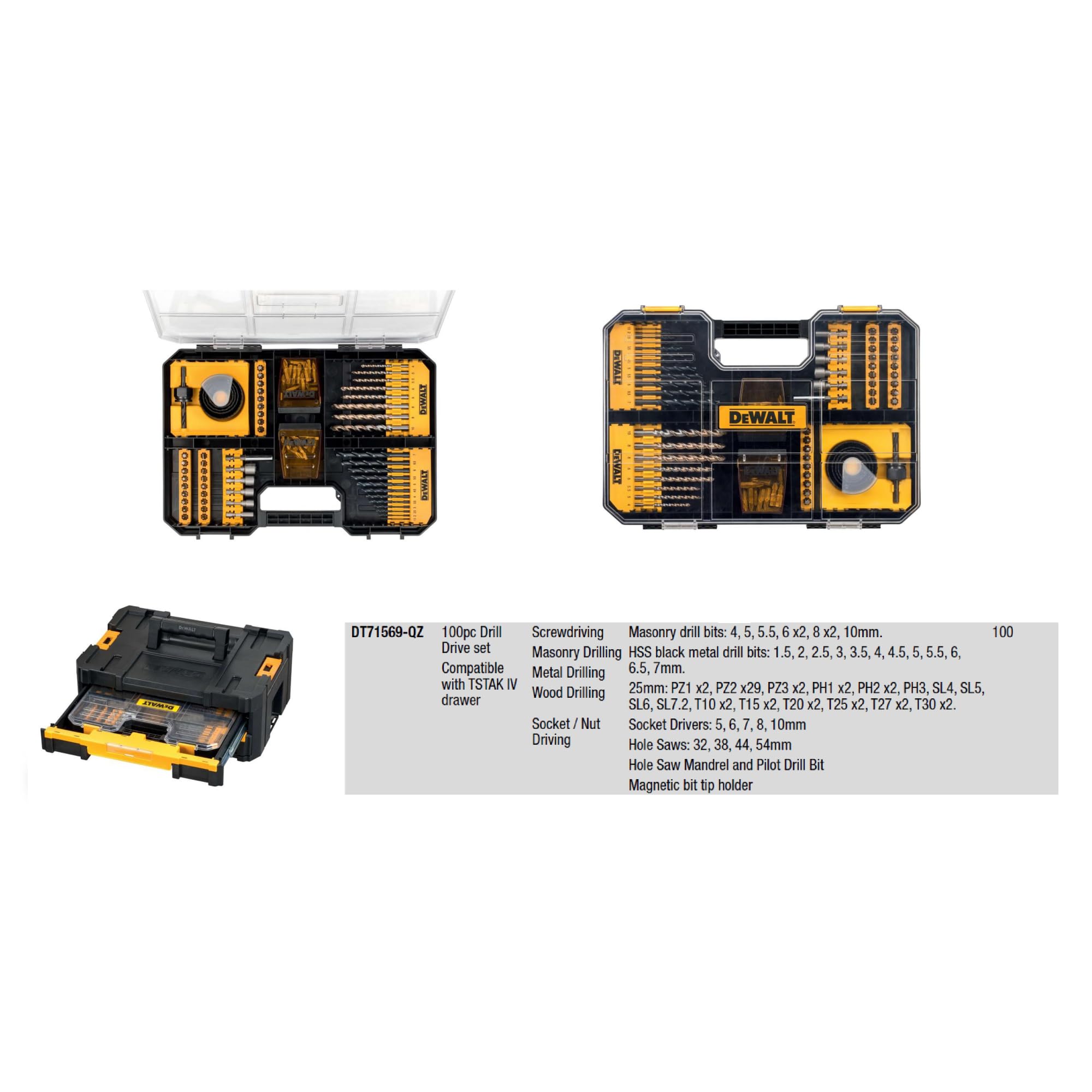 DeWalt DT71569-QZ 100 Piece Drill Driver Bit Set Compatible with