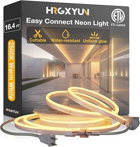 Cuerda de luz LED de 110 V, neón LED de 16.4 pies, tira de luz de neón comercial impermeable para exteriores, lista ETL, luces LED de neón blancas