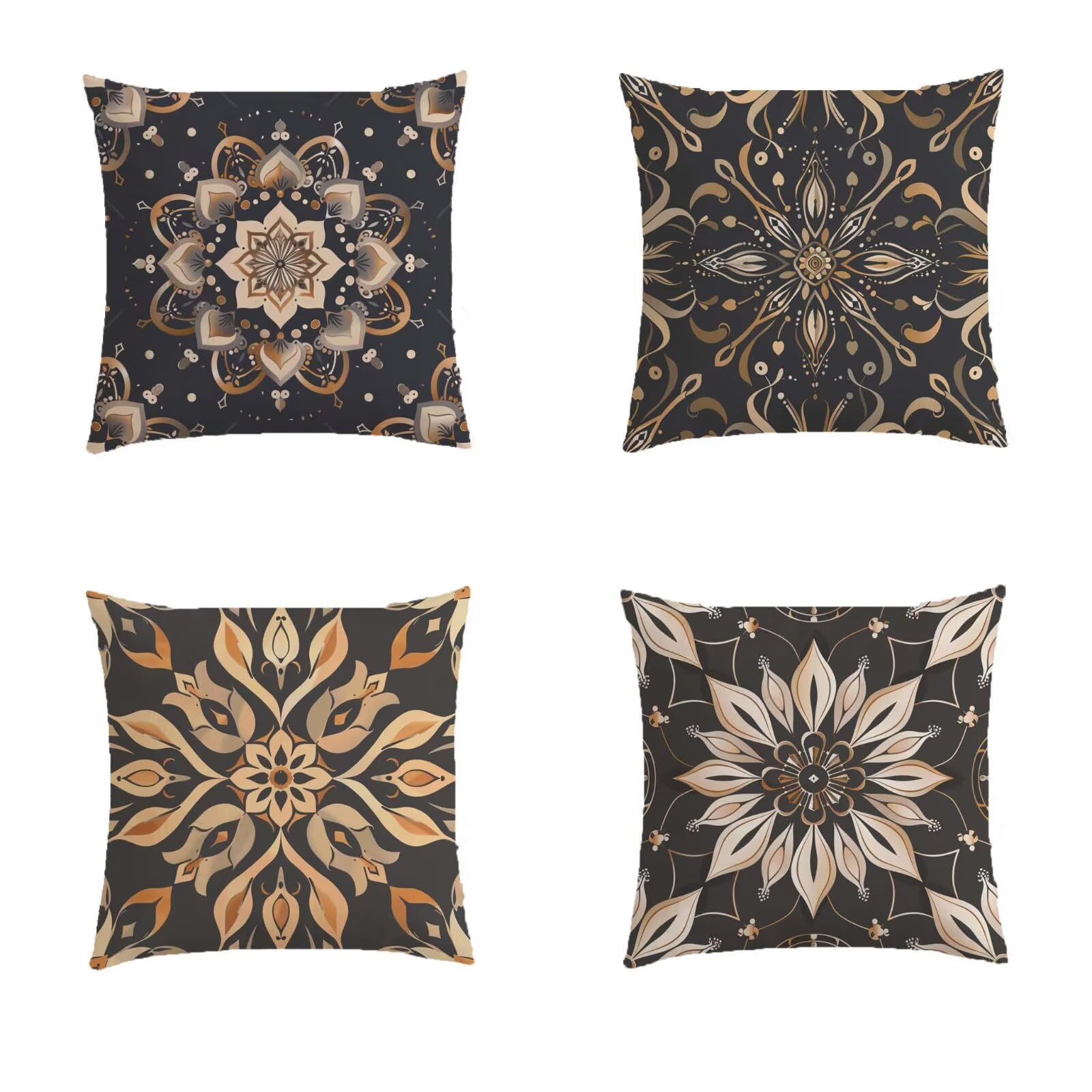 Housse de coussin 60x60cm extérieur moderne lot de 4 taies lin