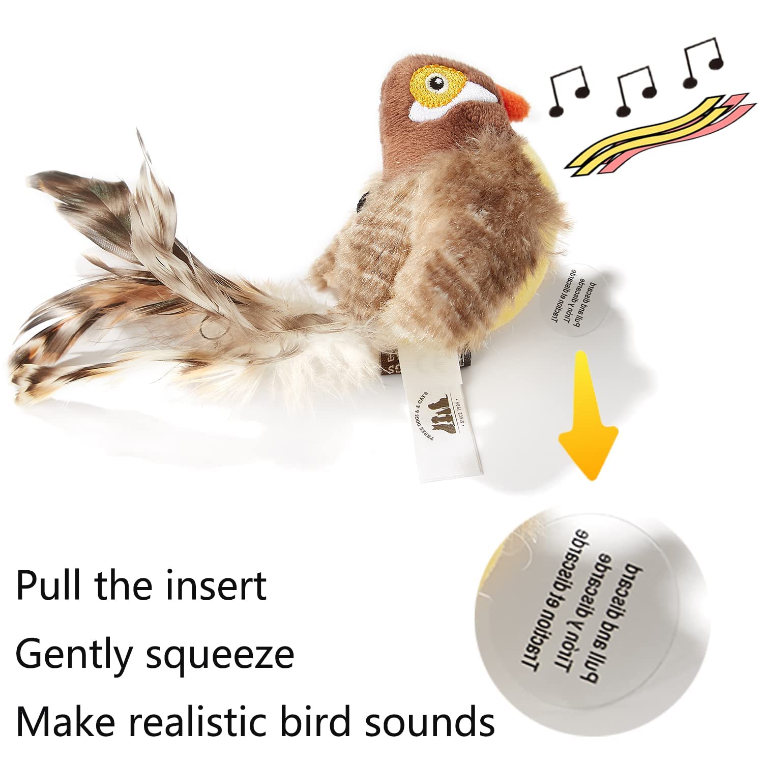 2er-Pack Katzenspielzeug, Interaktives Plüsch Katzenspielzeug Maus, Kätzchen Zwitschern Vogel, Lebensechte Tierische Geräusche, Kätzchen Spielzeug für Innen Katze Kätzchen Übung