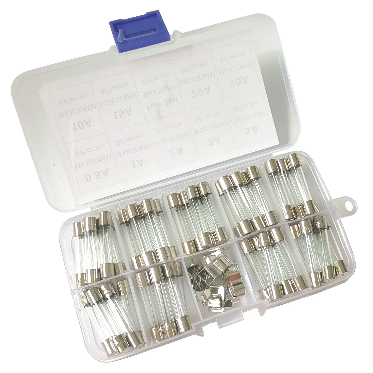 ALLNICE Kit Fusibili Vetro Rapido M6x30mm - 72 Pezzi Con Portafusibili