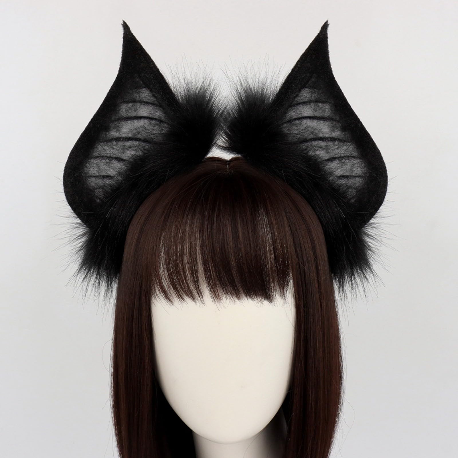Generisch Fascia con orecchie di pipistrello scuro per Halloween, accessorio realistico per cosplay e travestimenti