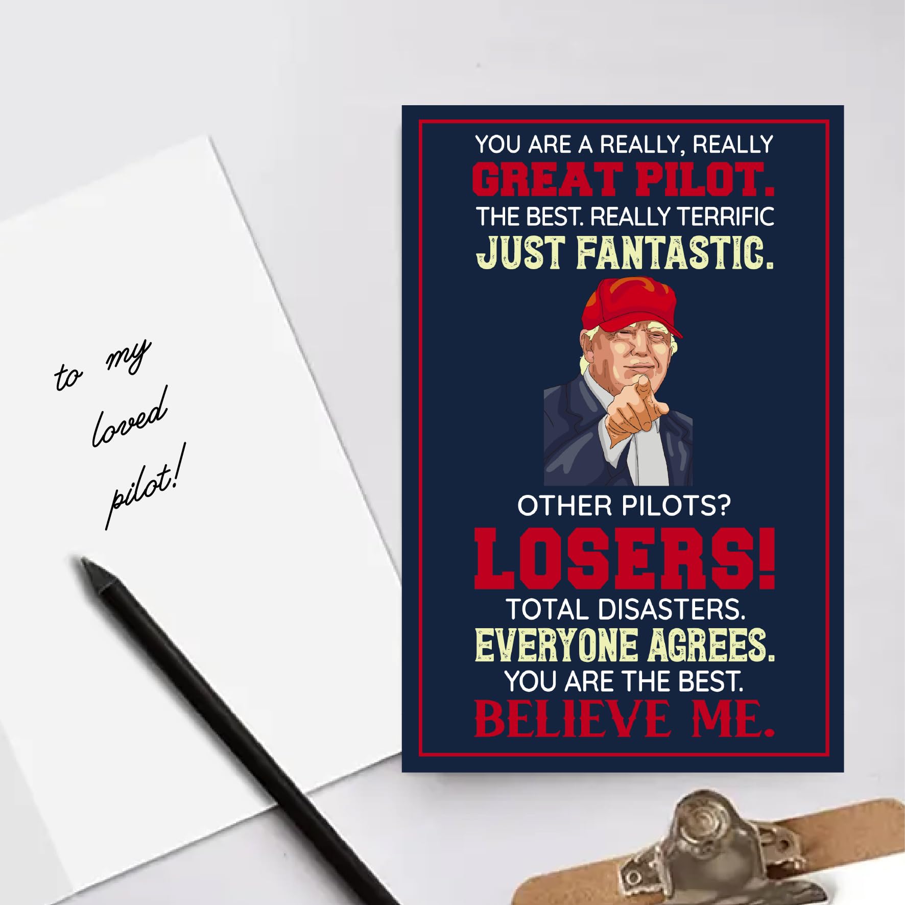 Funny Card for Pilot on Christmas, Birthday, Fathers Day, Humor Pilot Greeting Cards, Heartfelt Message for Men, Decorations for Aviation Man, Premium Quality