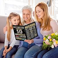 Vista 8 de Tarjeta de cumpleaños número 10, decoraciones de cumpleaños número 10 para niñas y niños, regalos divertidos para hija e hijo, tarjeta dorada negra