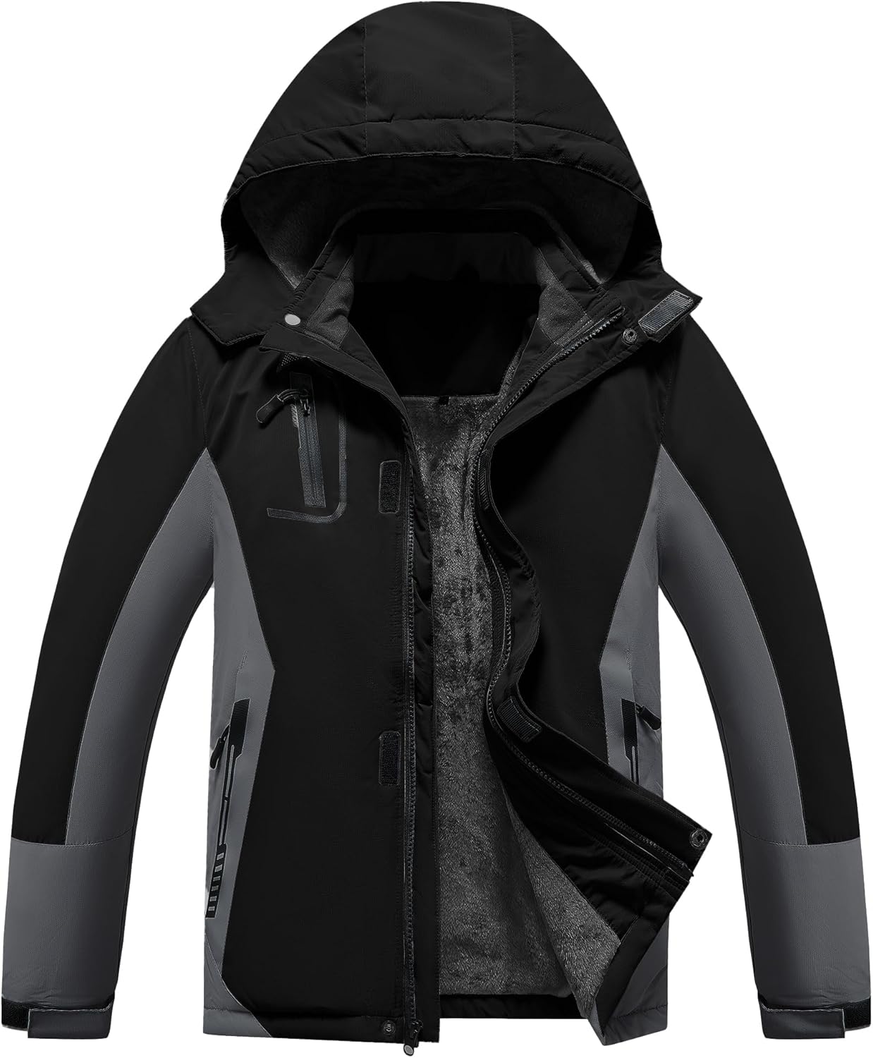 Kid's Waterproof Ski Jacket Warm Fleece Lined Hooded Boy's and Girl's Winter Jacket Breathable Removable Coat