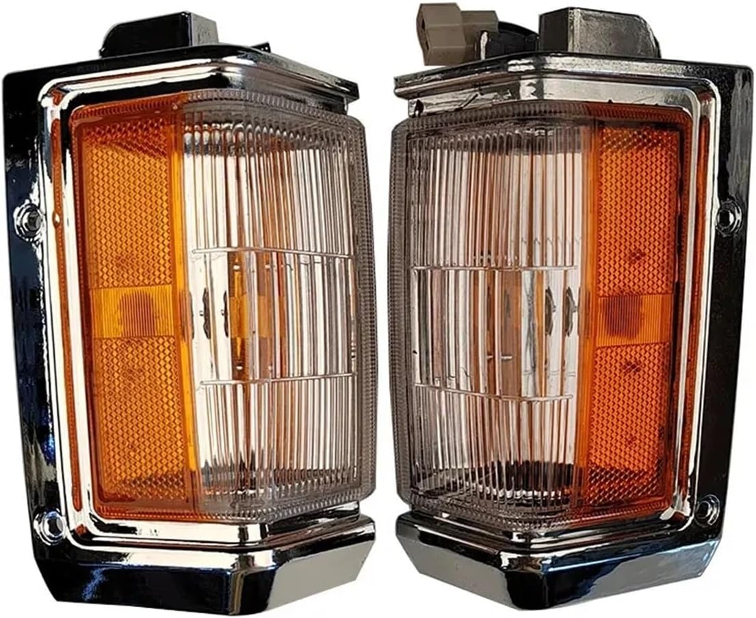 A Pair Car Front Turn Signal Light Corner Lamp Compatible with Nissan Terrano D21 1987 to 1995(Silver)