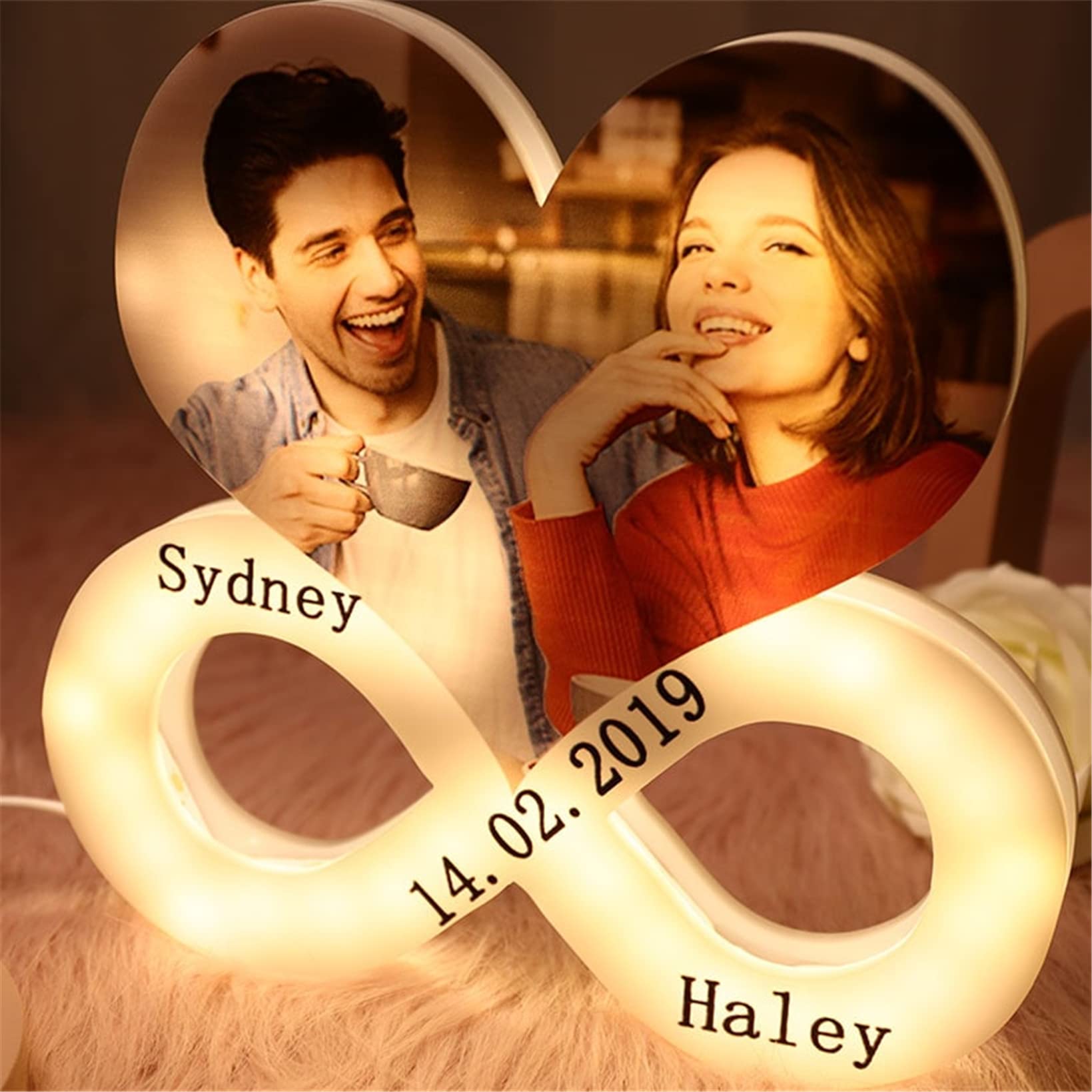 Lampada Da Parete A Led Personalizzata Con Foto, Simbolo Infinito E Nomi - Regalo Romantico Per Coppie - 5