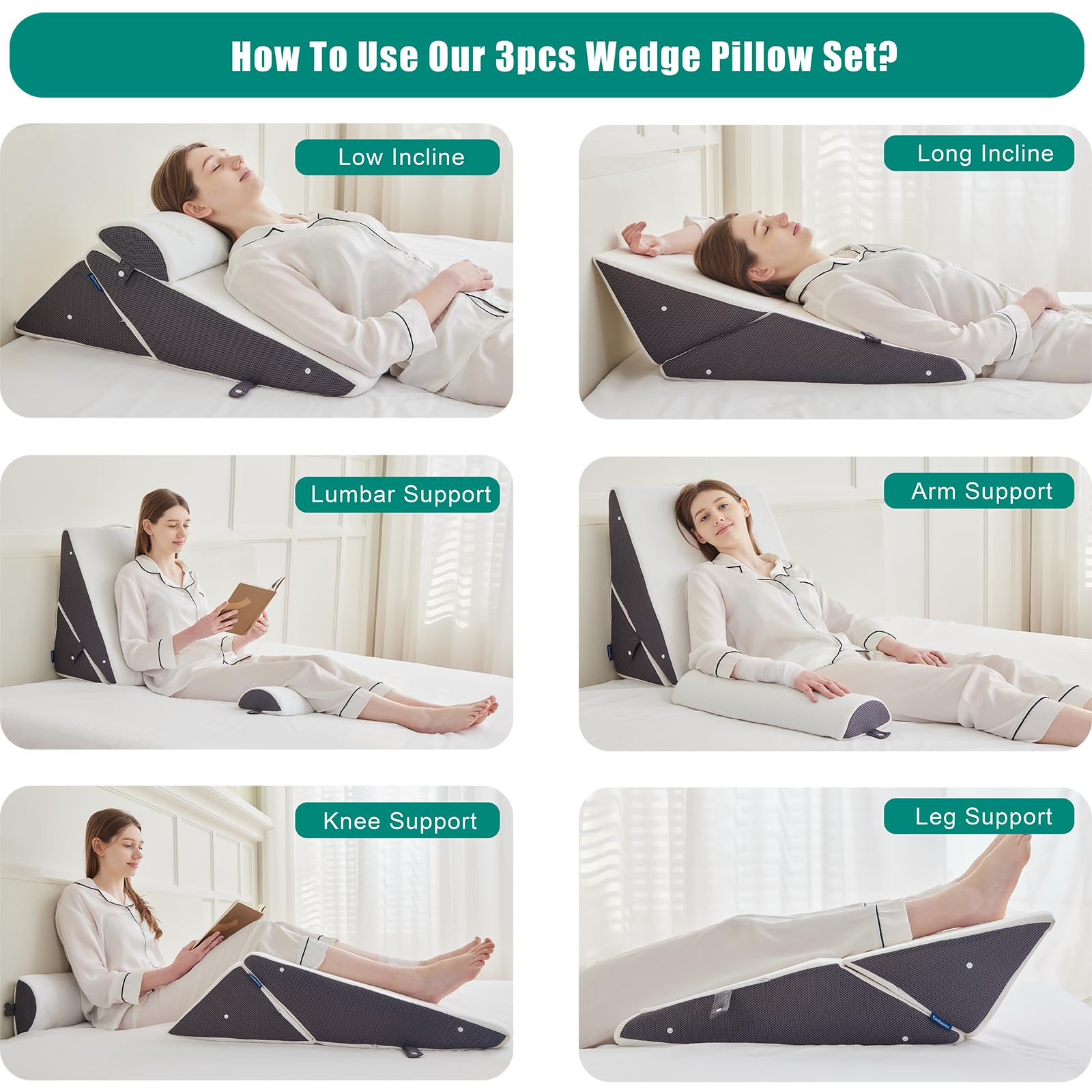 Oreiller Cale Viscoélastique 4 Pièces - Soutien Confortable Pour Sommeil Et Lecture