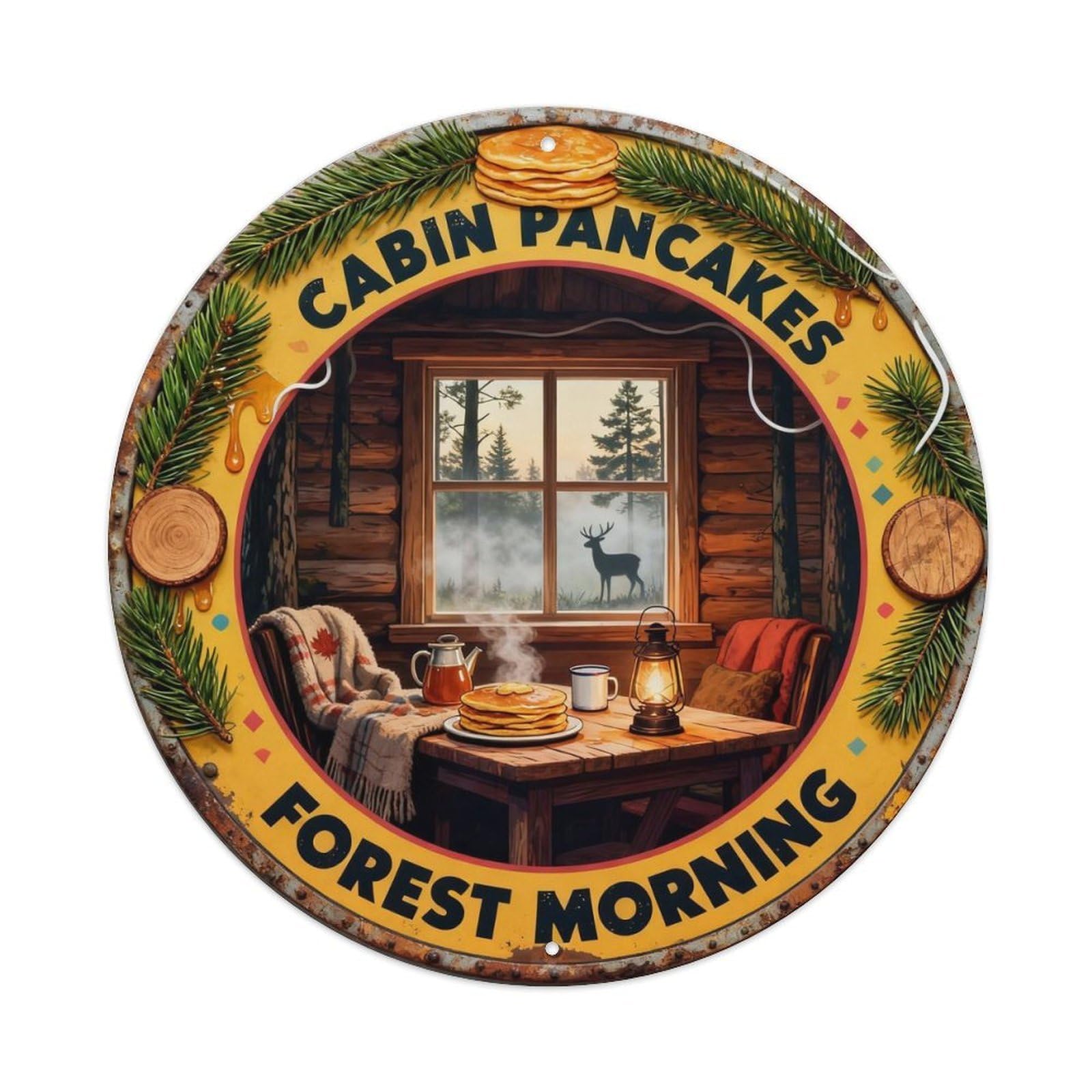 Cabin Pancakes Sign Metal Tin Sign Plaque
