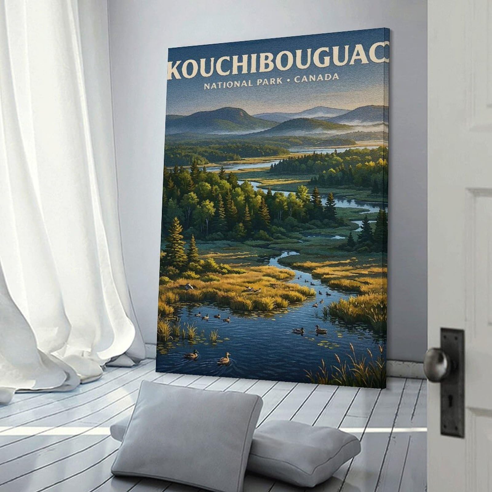 Junmoney Kouchibouguac National Park Canada Landscape Canvas Art Print, 20x30inch(50x75cm), for Restful Interiors, Bedrooms Or Small Rooms, A Warm Accent for Relaxed Interiors