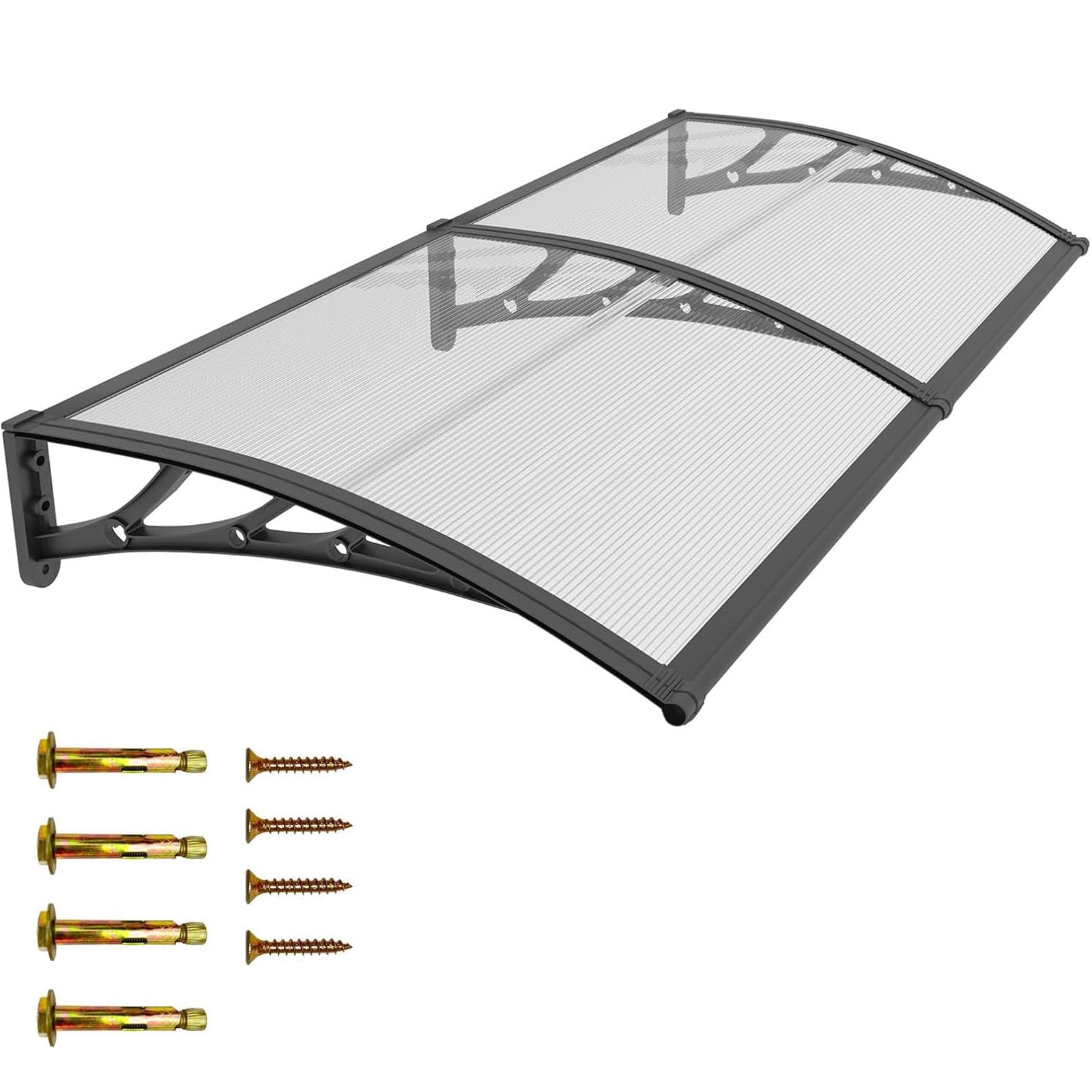 ZLSXAOASP Outdoor Awning Canopy Shelter, Polycarbonate Front Door Rain Shelter for Porch, Patio, Deck, House Entrance