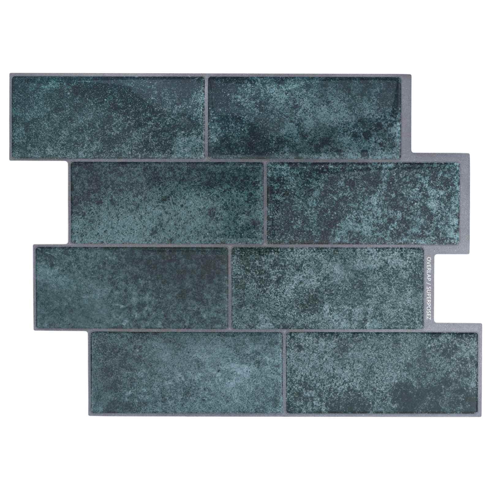 Vidaxl Green Blue Subway Tiles, 50 Pieces Blue Green 29 X 21 Cm Polyurethane And Pet Stylish Wall Tiles, Heavy Duty Subway Tiles, Rectangular Decoration For Modern Bathrooms And Kitchens