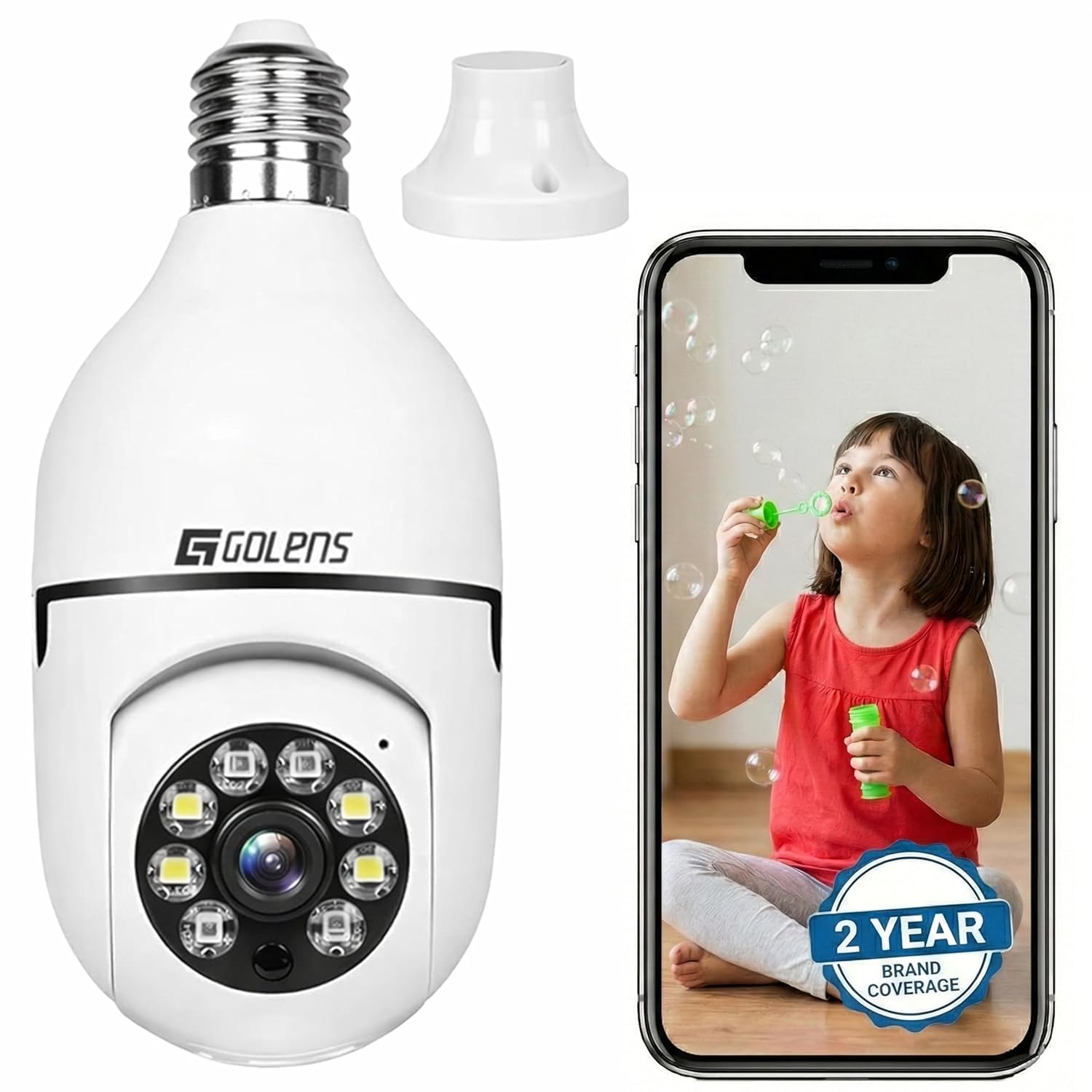 Buy Golens WC10K 1296P WiFi E27 Bulb CCTV Security Camera, 360