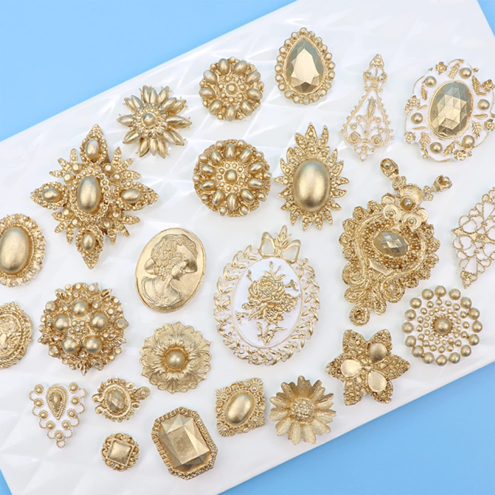 Moule Silicone 9 Styles Baroque SUNNYCLUE Pour Bijoux Résine Argile - Kit Boucles D'Oreilles DIY