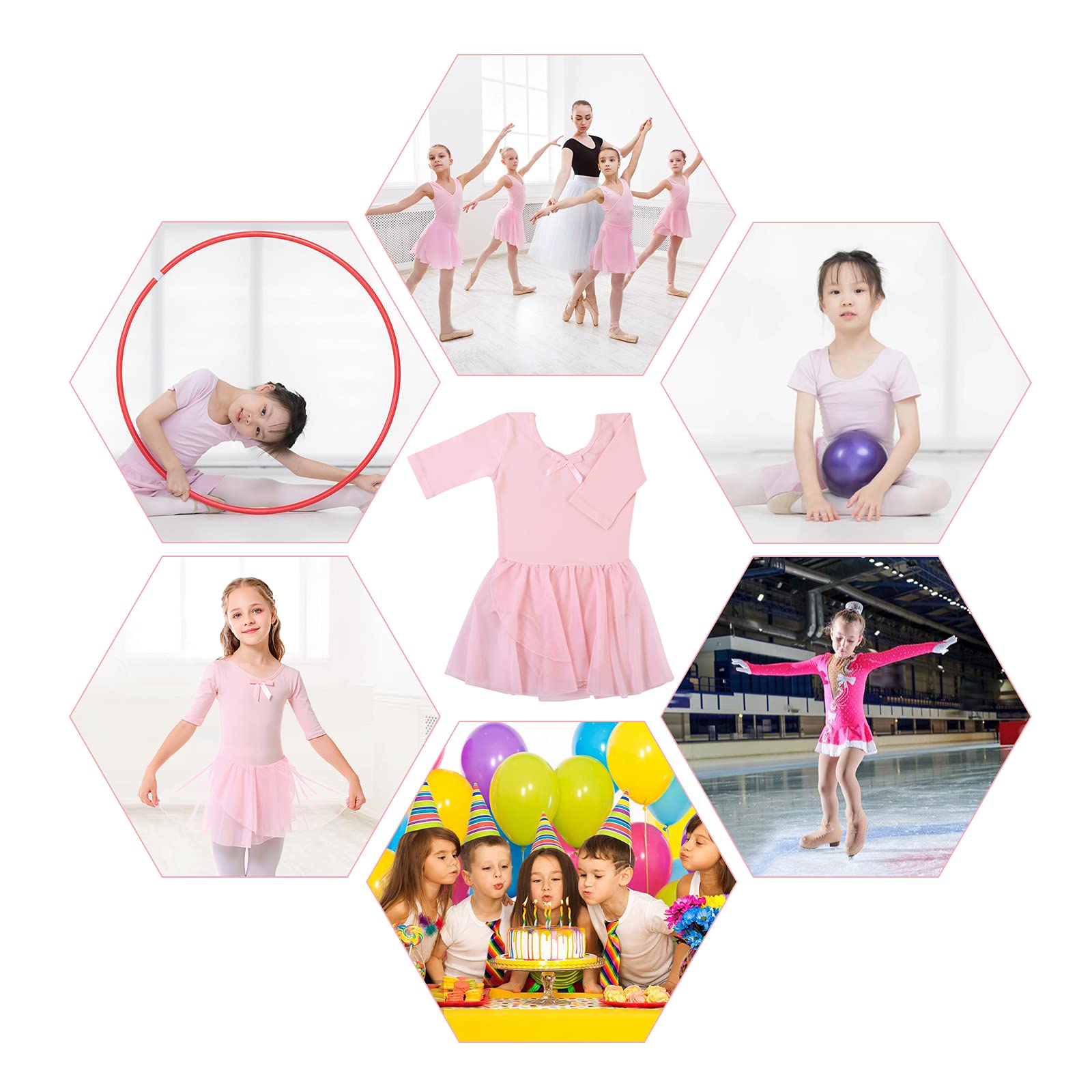 Bezioner Ballettkleidung Mädchen Tanzkleid Kinder Baumwolle Balletttrikot Ballettkleid mit Rock Tütü