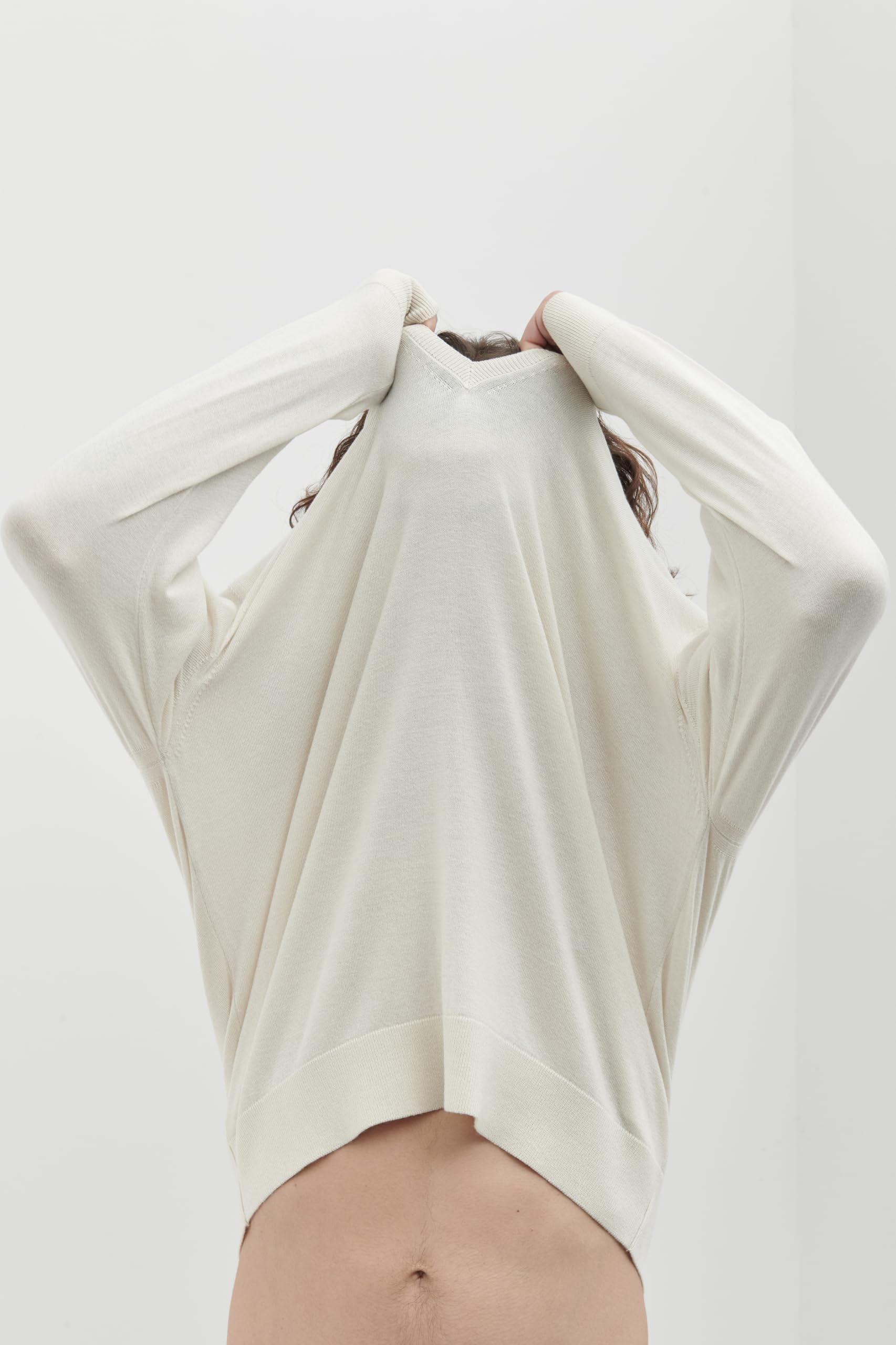 Diana Studio - Maglia con Scollo a V in Lana Merino Extrafine e Cotone Organico, Uomo, Maniche Lunghe, Casual Fit