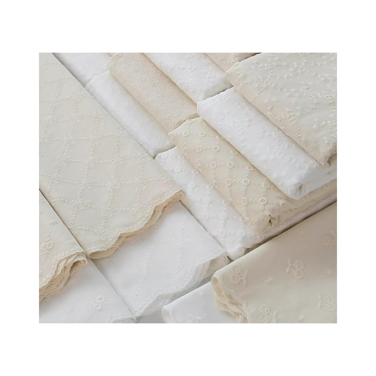 Embroidered Cotton Base Fabric 8 Motifs 2 Shades ~53.15-57.09in x 1.09-10.94yd - second product detail image