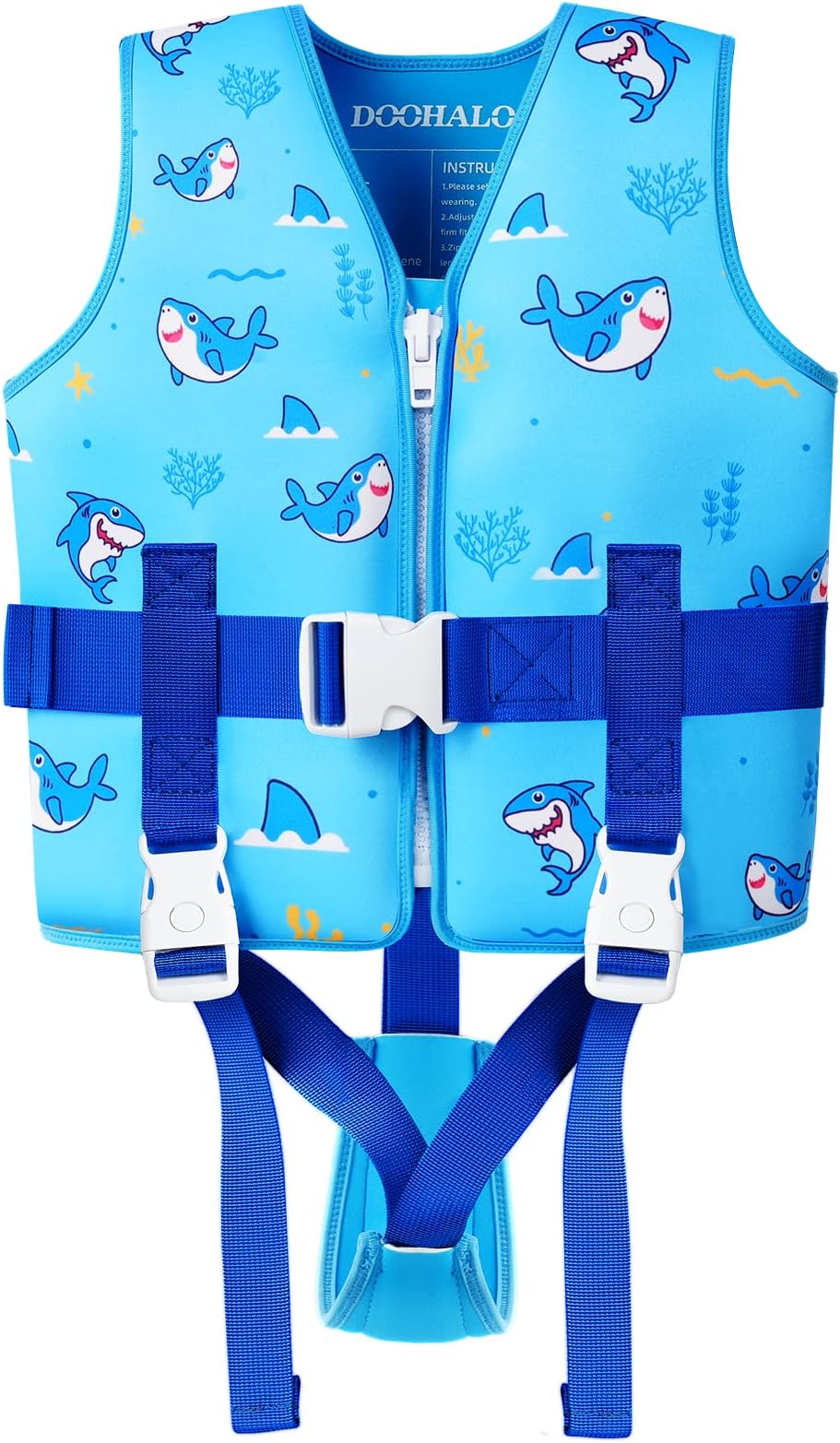 Toddler Swim Vest Kids Swimming Training Vest for Boys Girls Suitable for Medium(28-40lbs/3-5yrs) Blue Color Whale Ocean