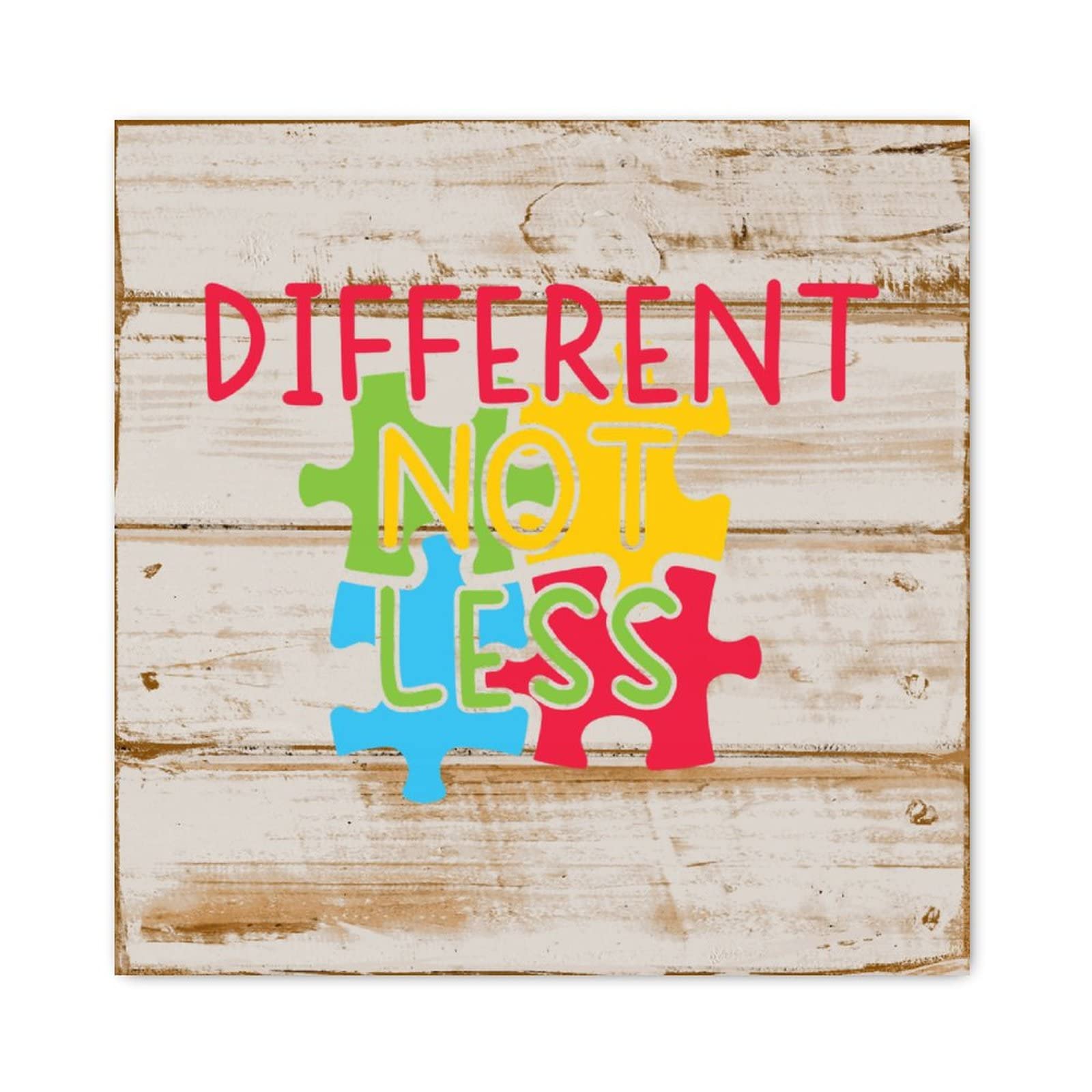Panneau en bois Autism Different Not Less | Déco murale chambre 40x40 cm