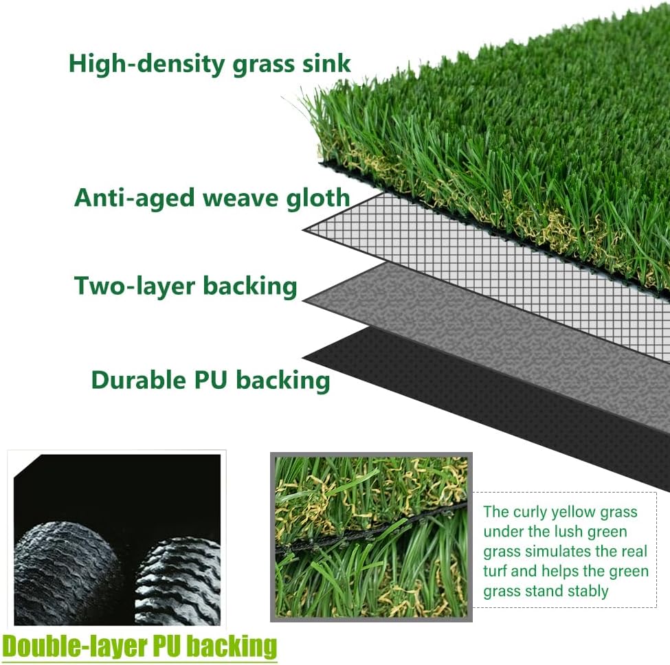 GL Super Thick Artificial Grass Turf Sample 1FTX1FT, 1.77" Indoor Outdoor Garden Lawn Landscape, Durable PU Backing Luxurious Synthetic Grass