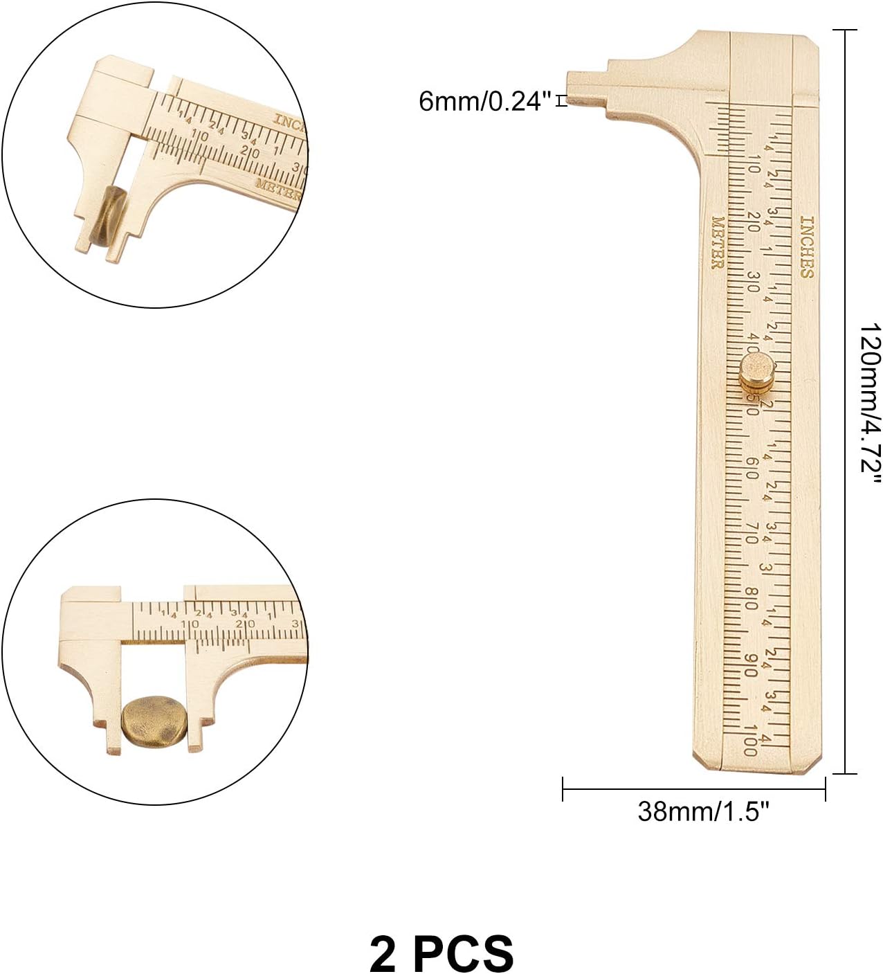 120mm Distance Ruler SUPERFINDINGS 2pcs 120mm Gauge Brass Vernier Caliper Ruler Measuring ...